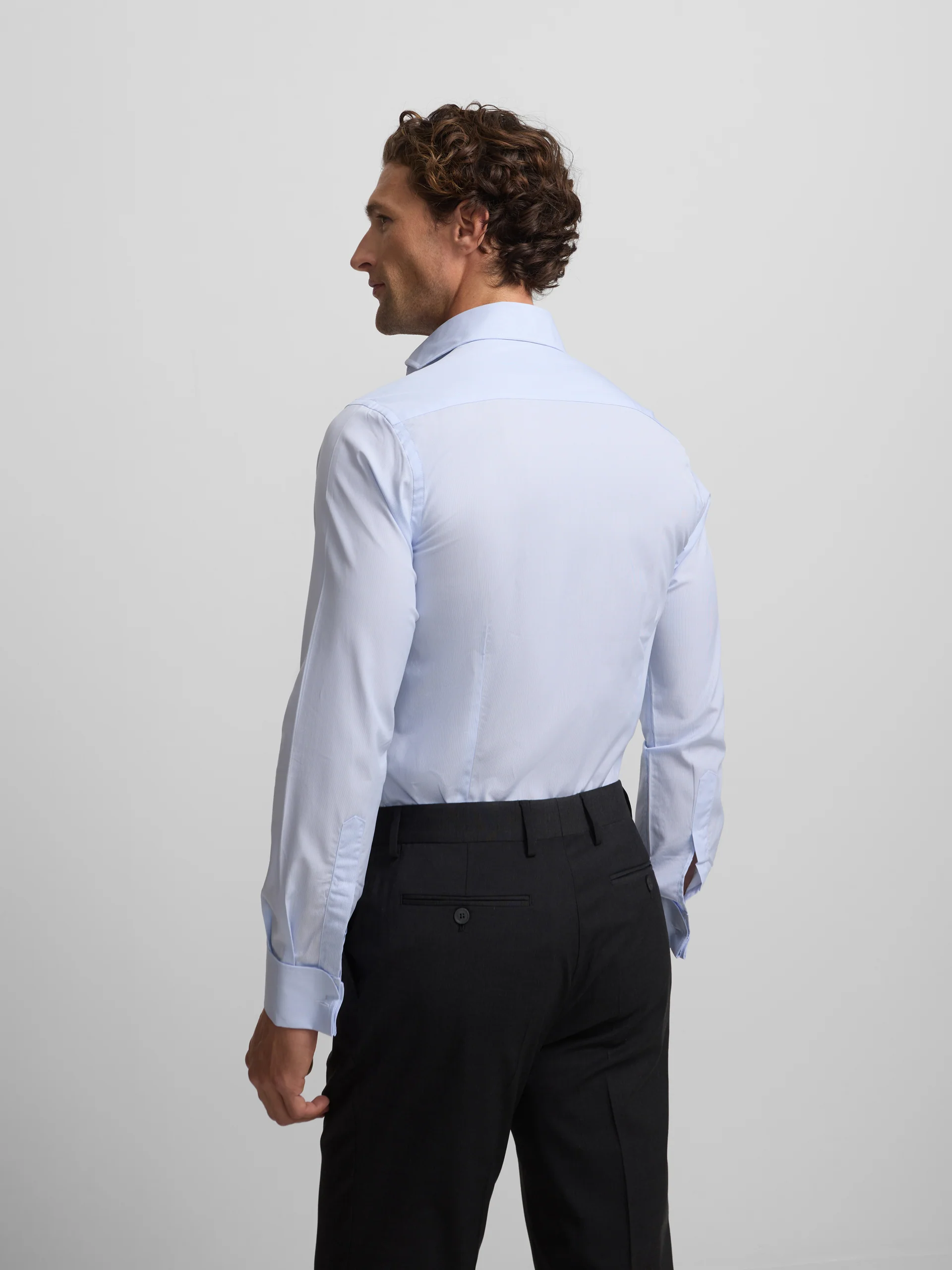 Camisa vestir mini rayas celeste puño doble - Image 5