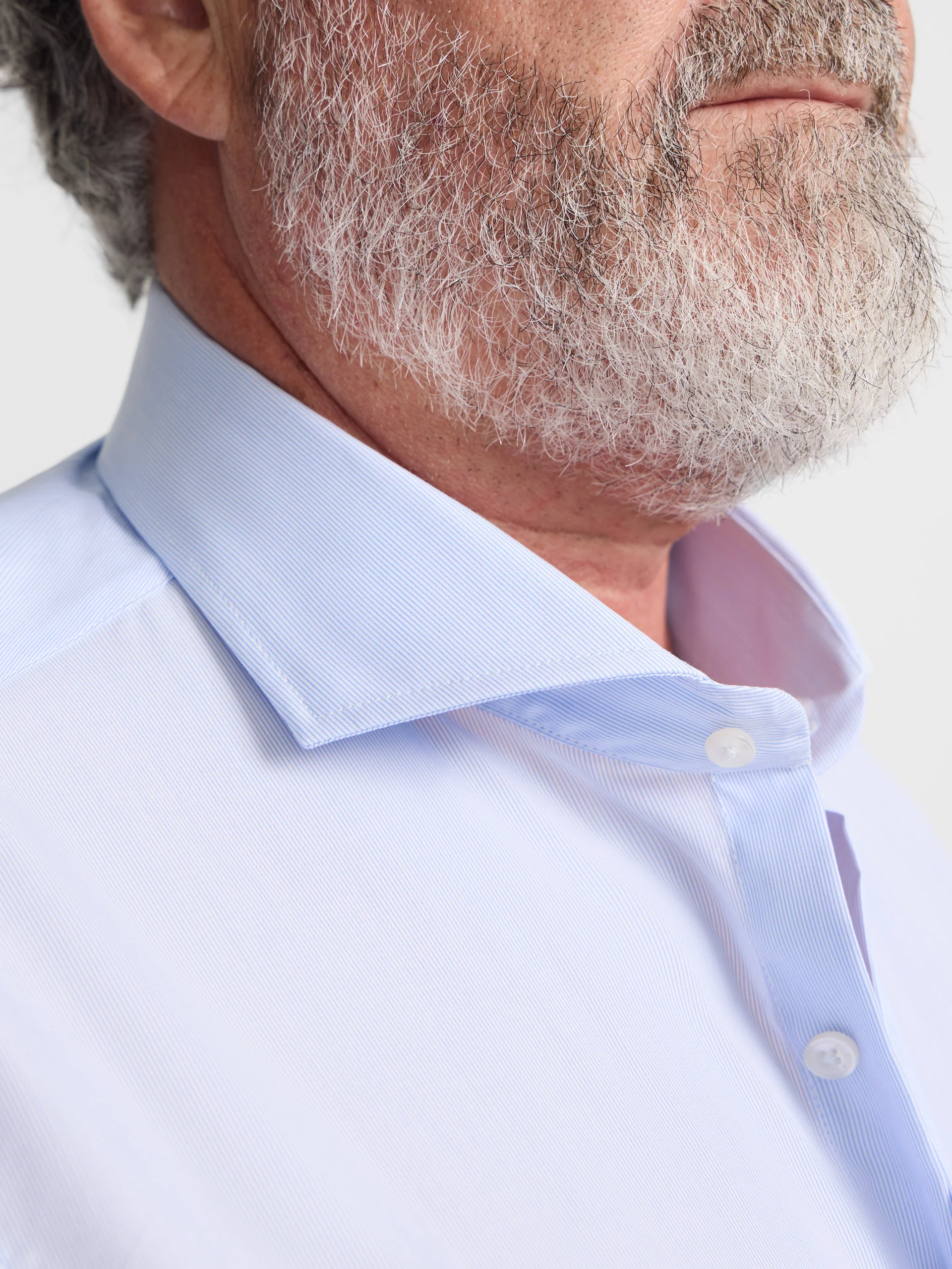 Camisa vestir mini rayas celeste puño simple - Image 10