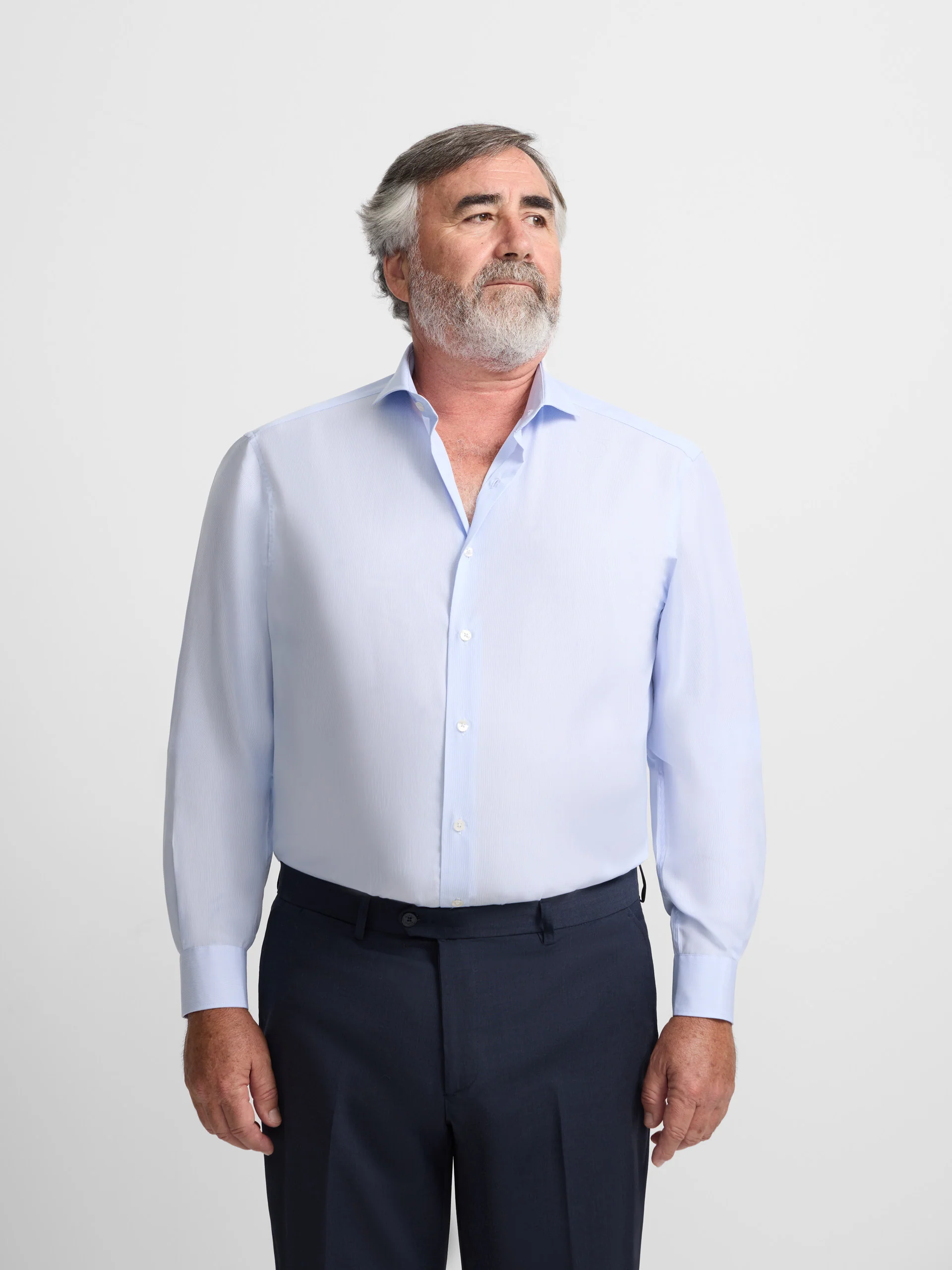 Camisa vestir mini rayas celeste puño simple - Image 5
