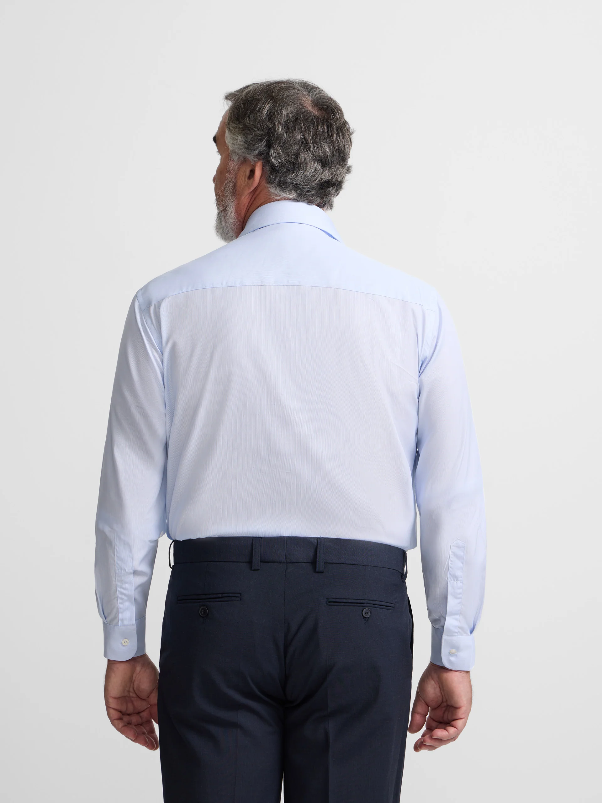 Camisa vestir mini rayas celeste puño simple - Image 9
