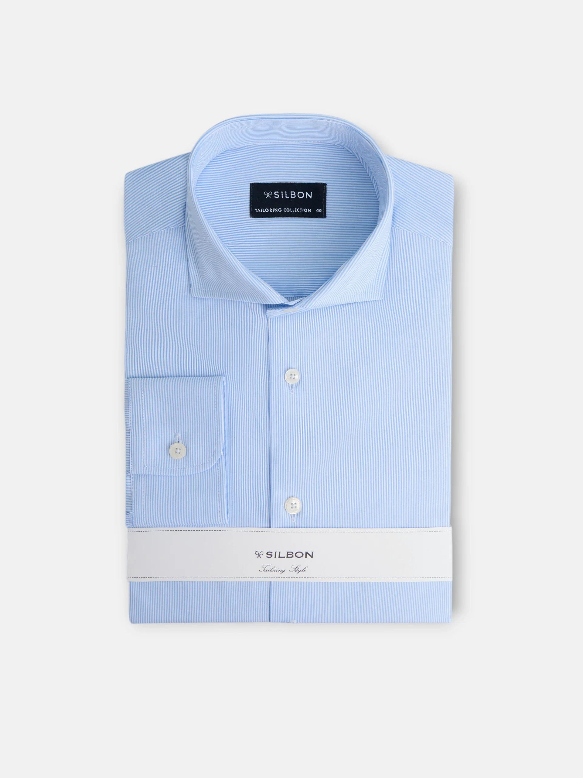 Camisa vestir raya fina azul celeste - Image 2