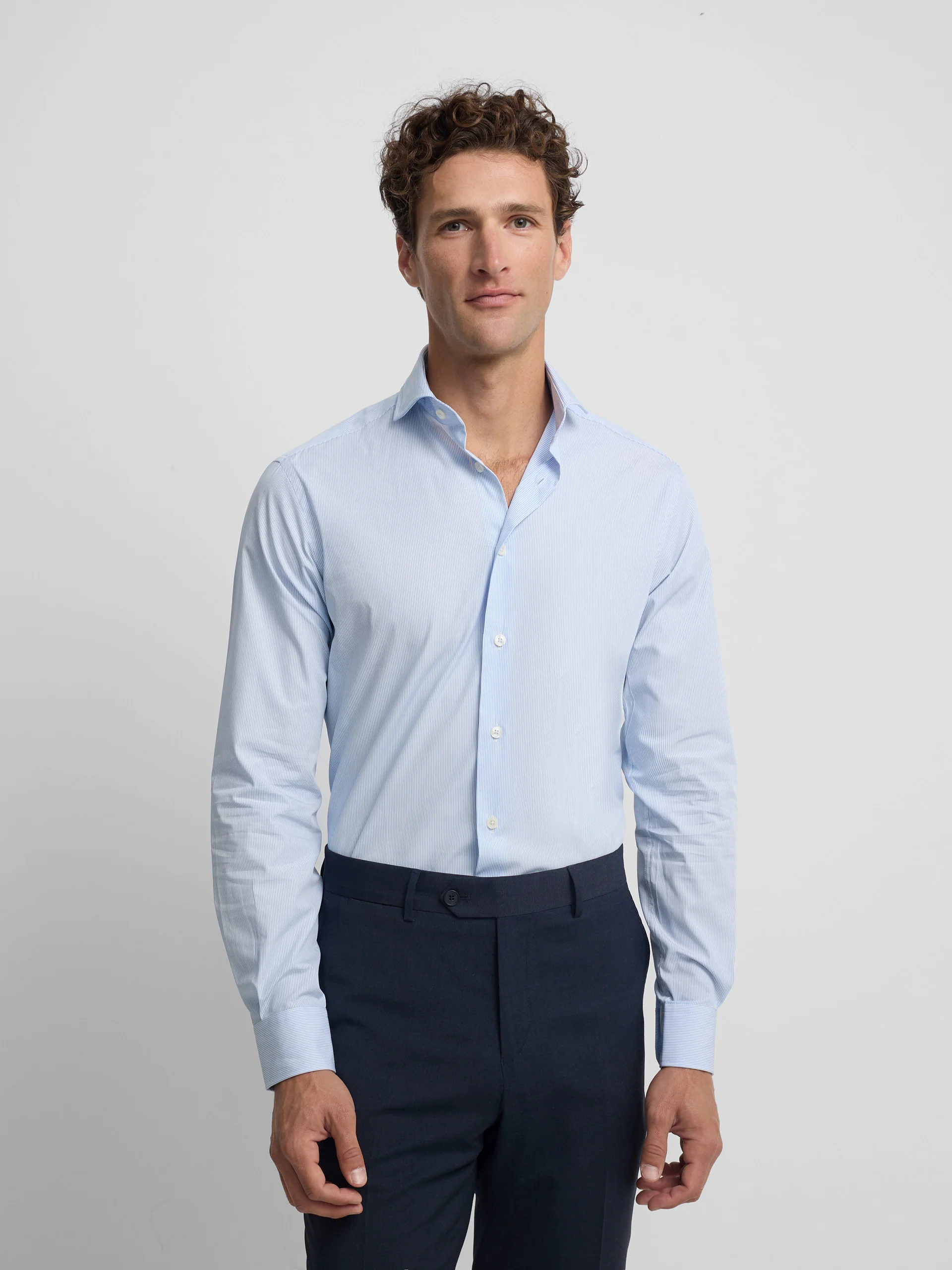 Camisa vestir raya fina azul celeste - Image 3
