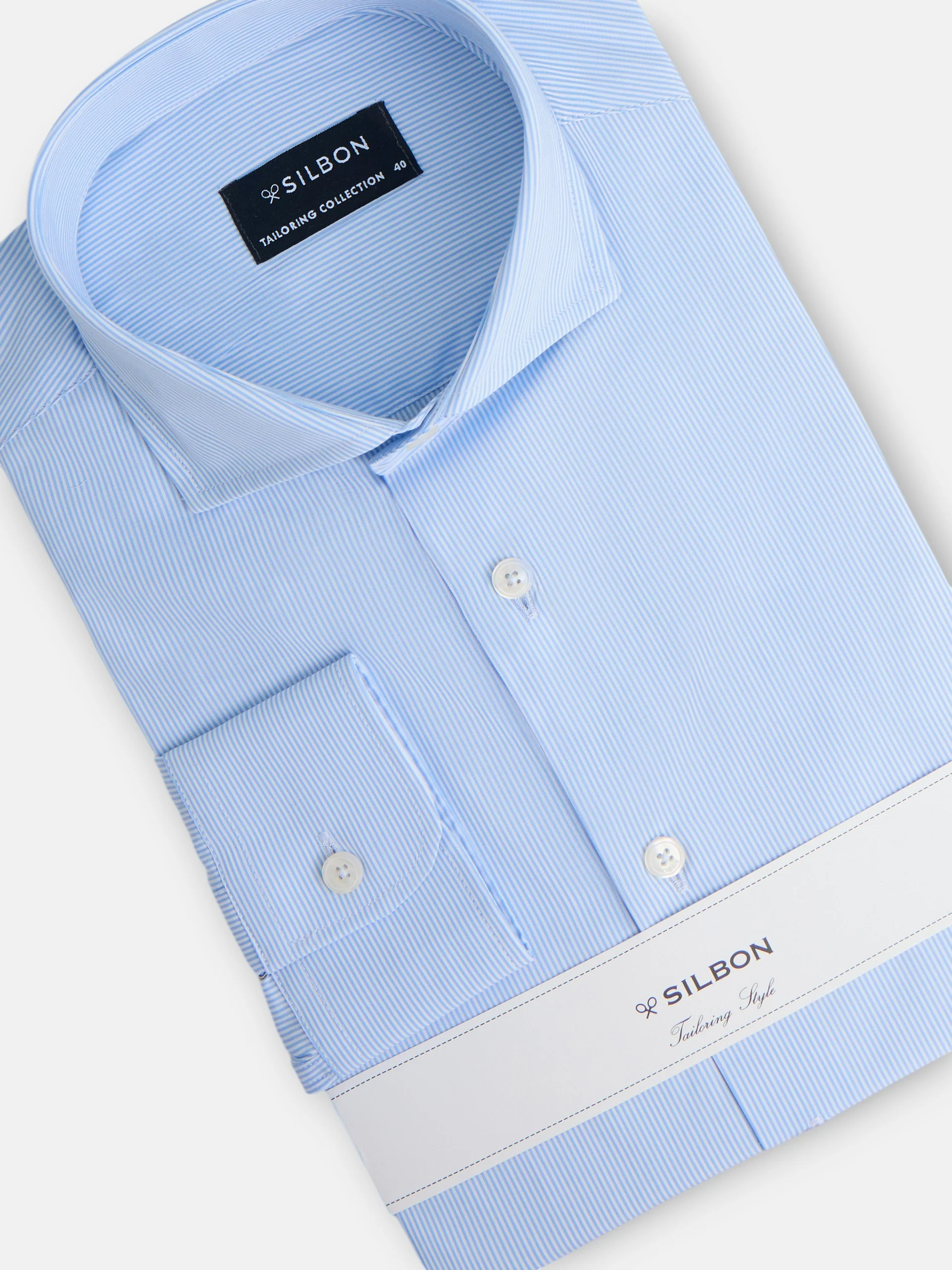 Camisa vestir raya fina azul celeste - Image 6