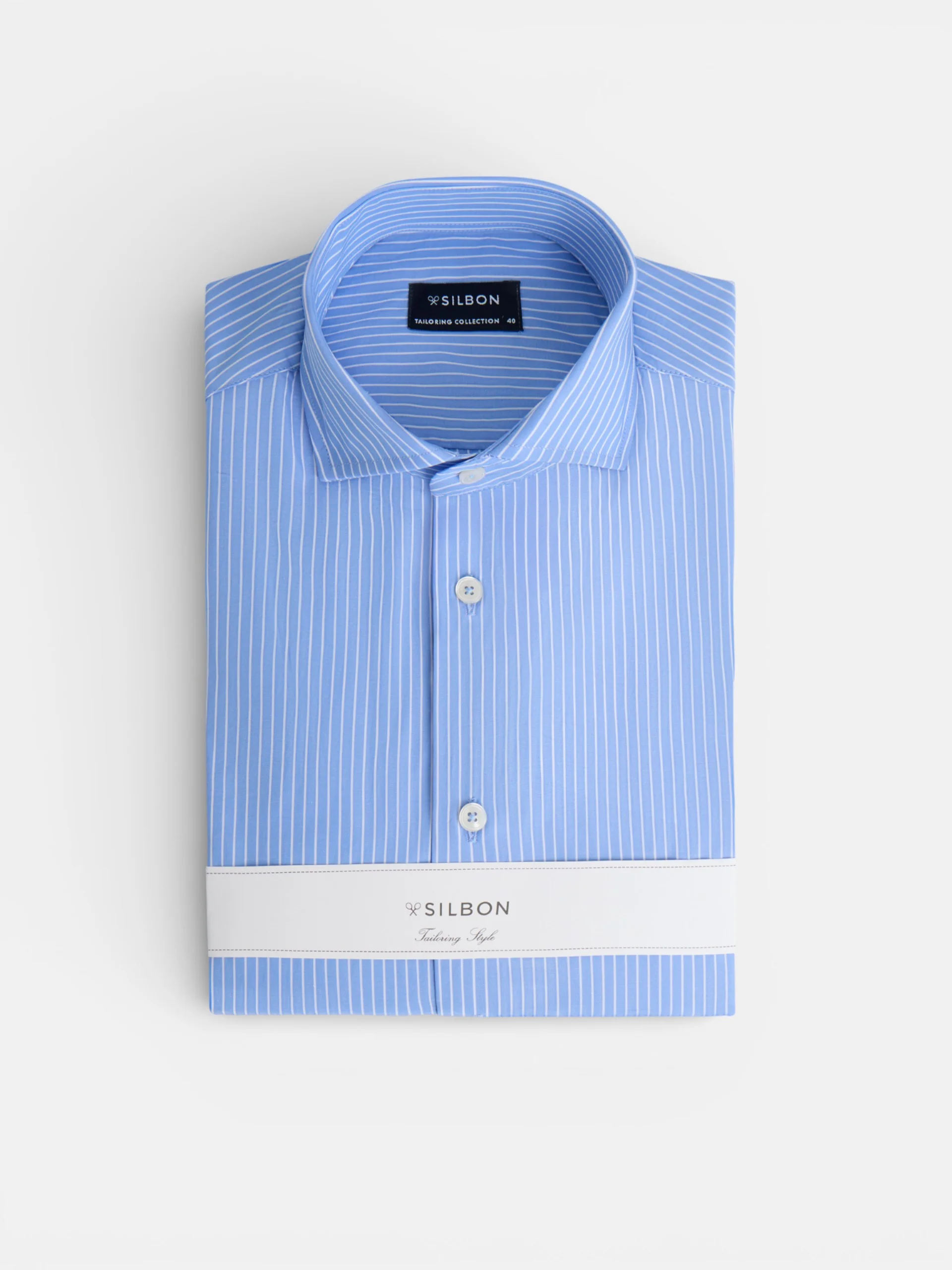 Camisa vestir raya media azul - Image 2