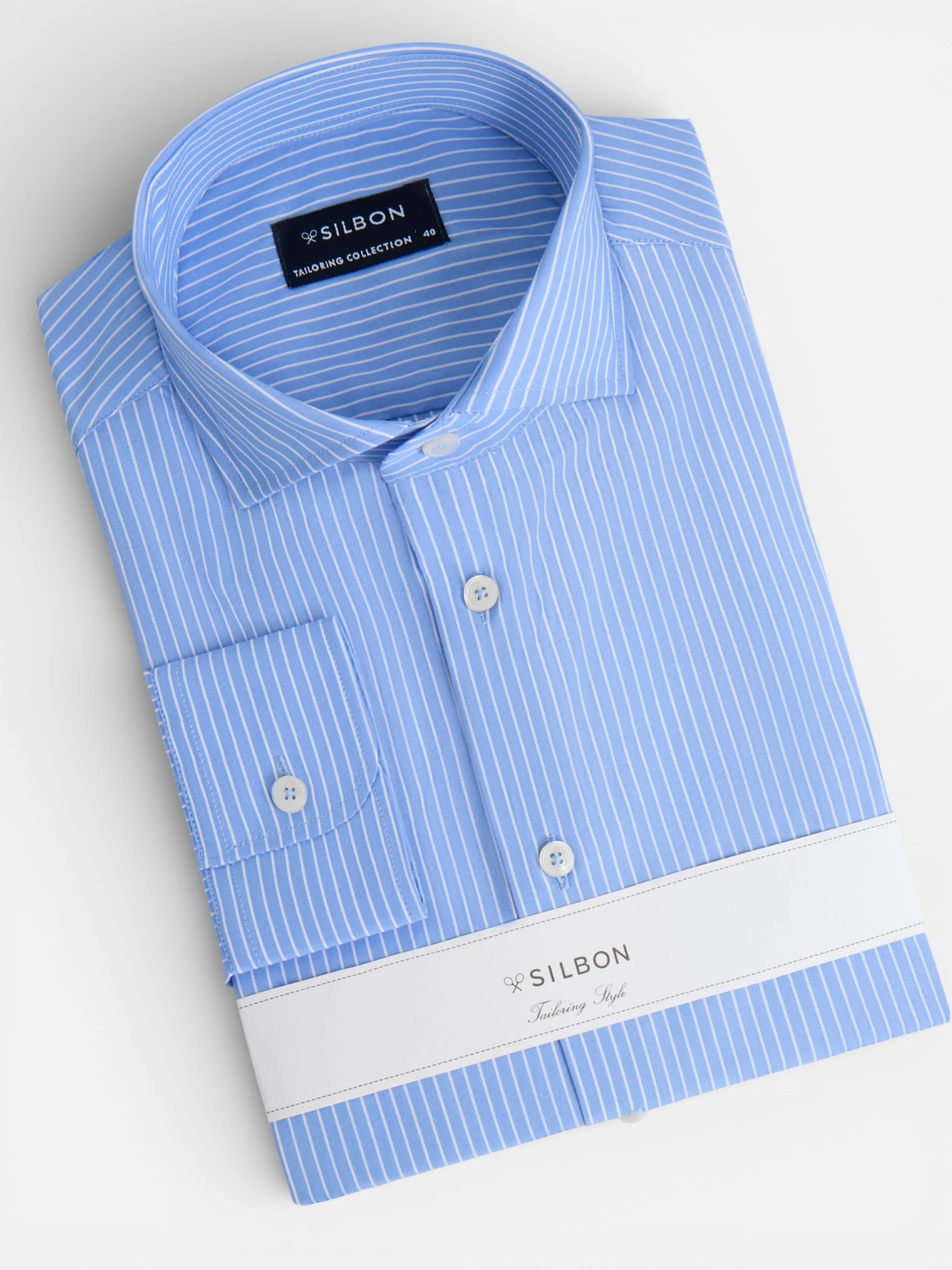 Camisa vestir raya media azul - Image 3