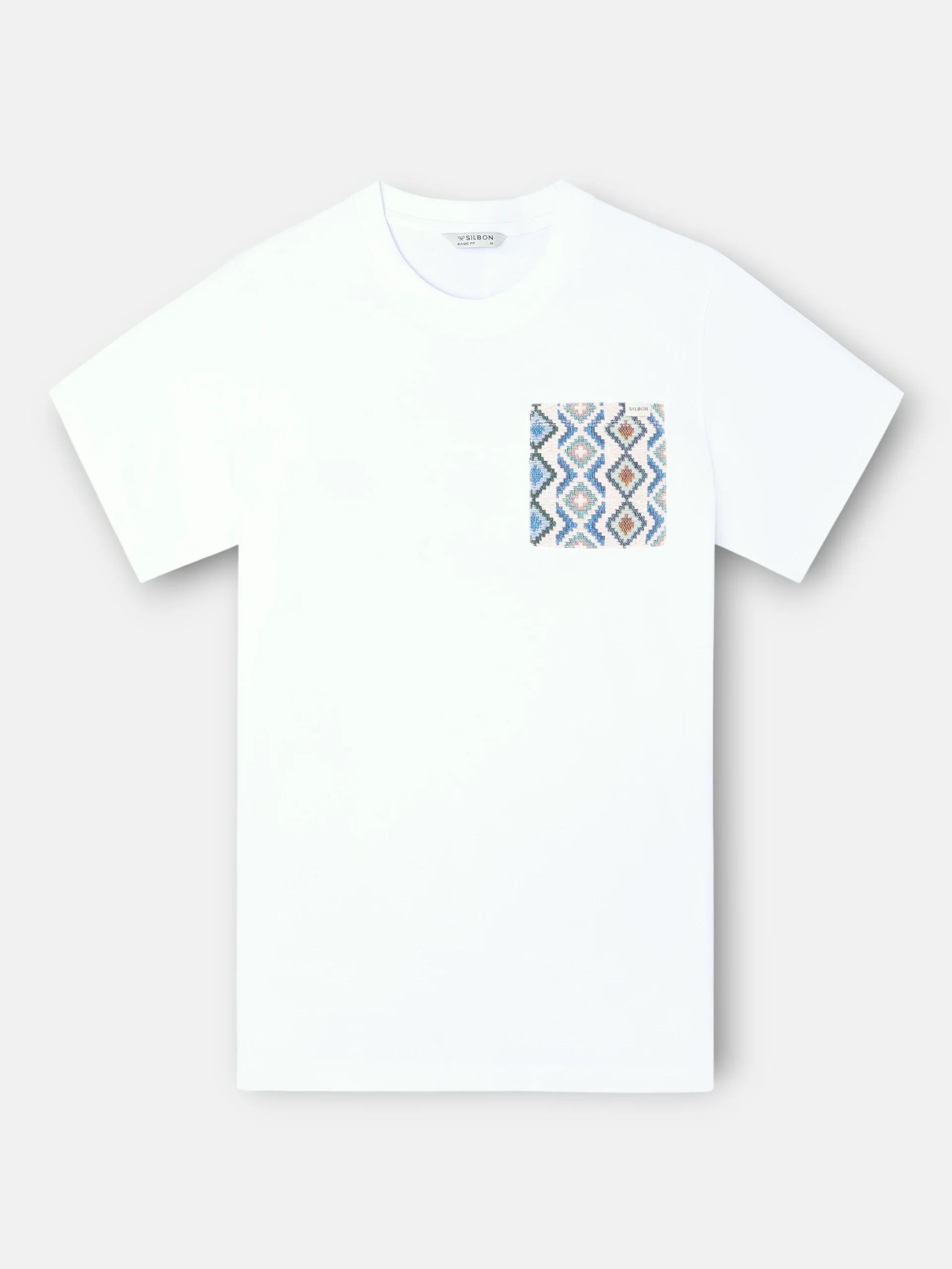 Camiseta bolsillo etnico blanco