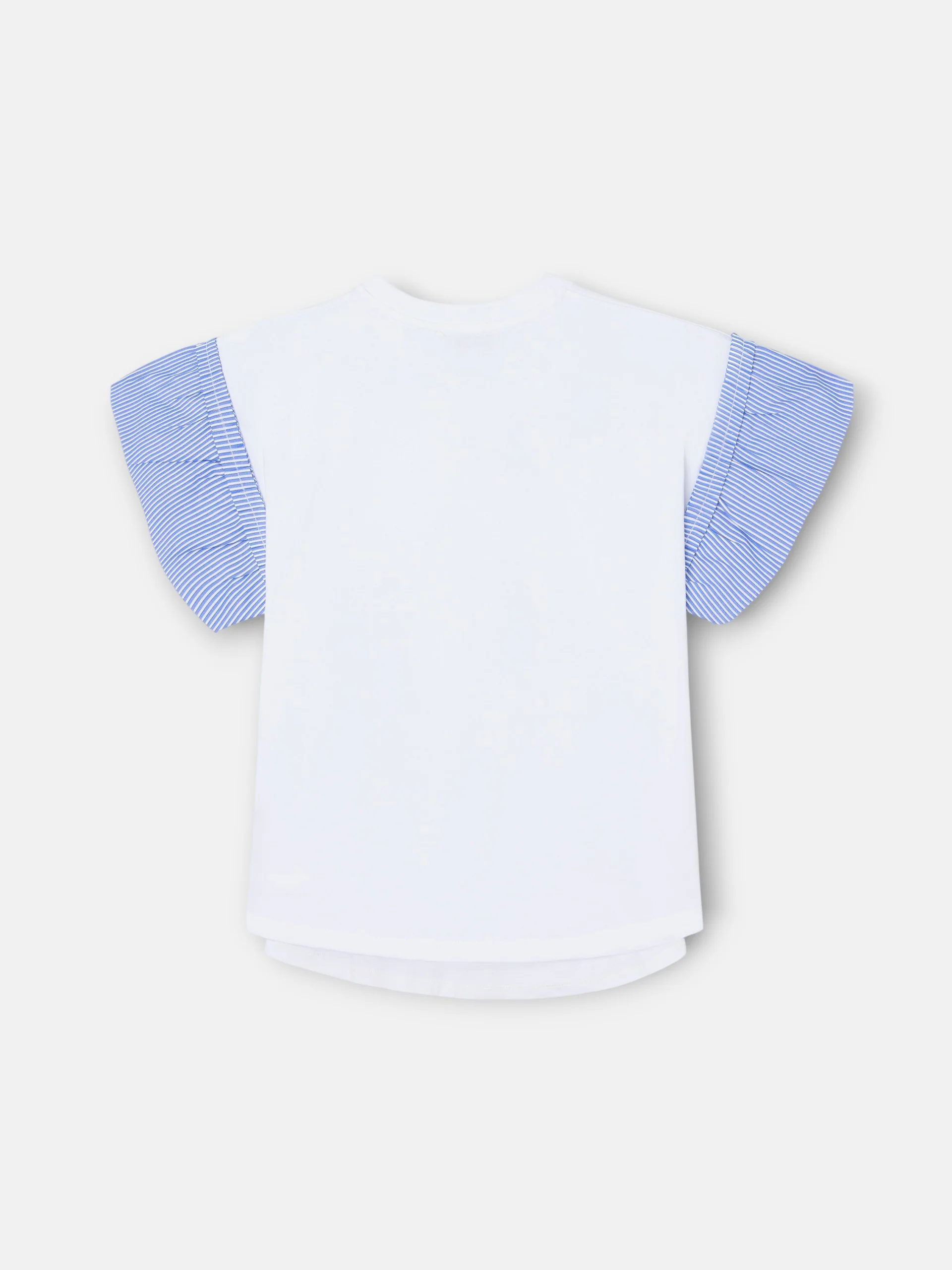 Camiseta girl volantes popelin rayas blanca - Image 4