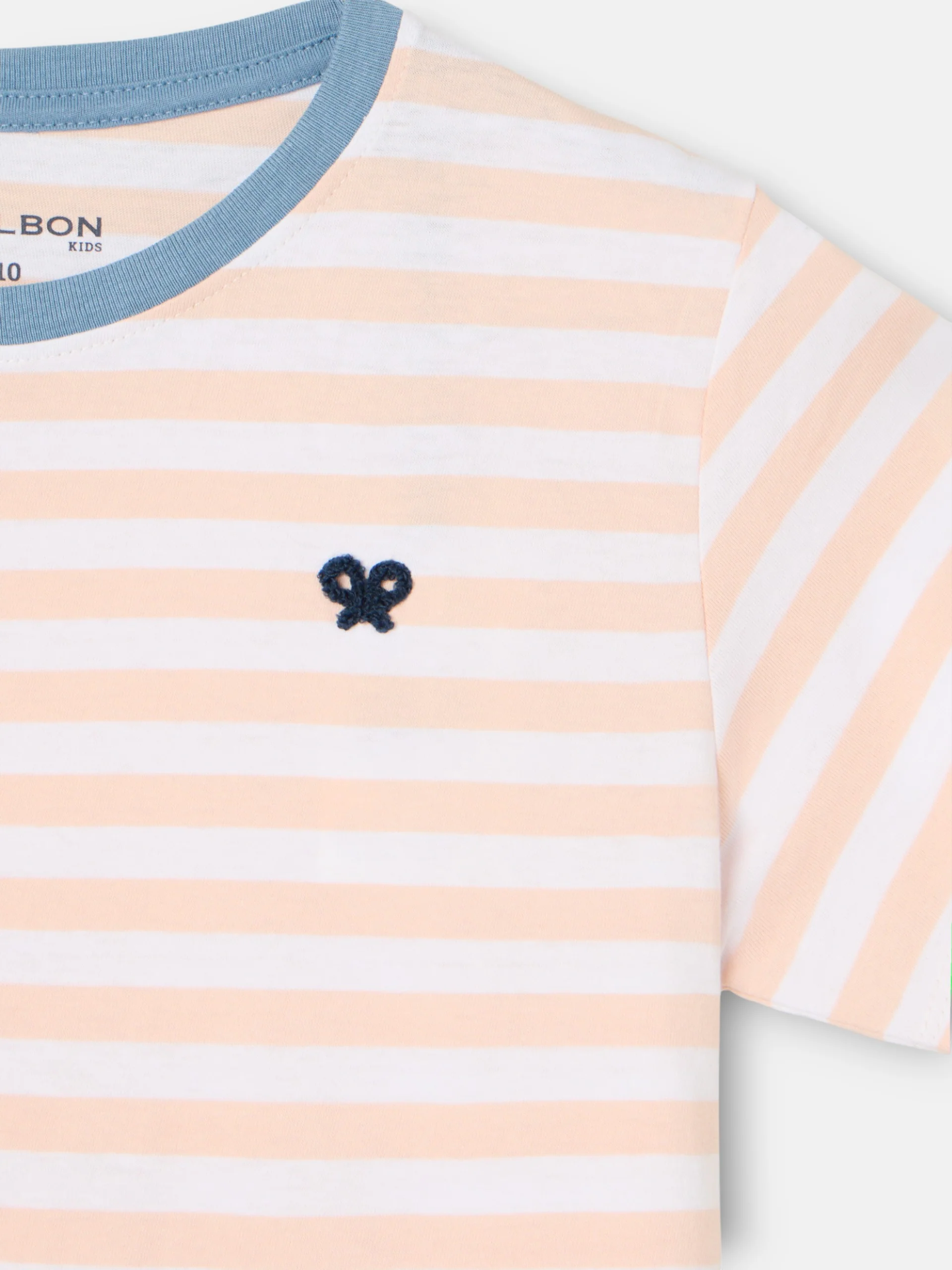 Camiseta kids ribete rayas finas coral - Image 2