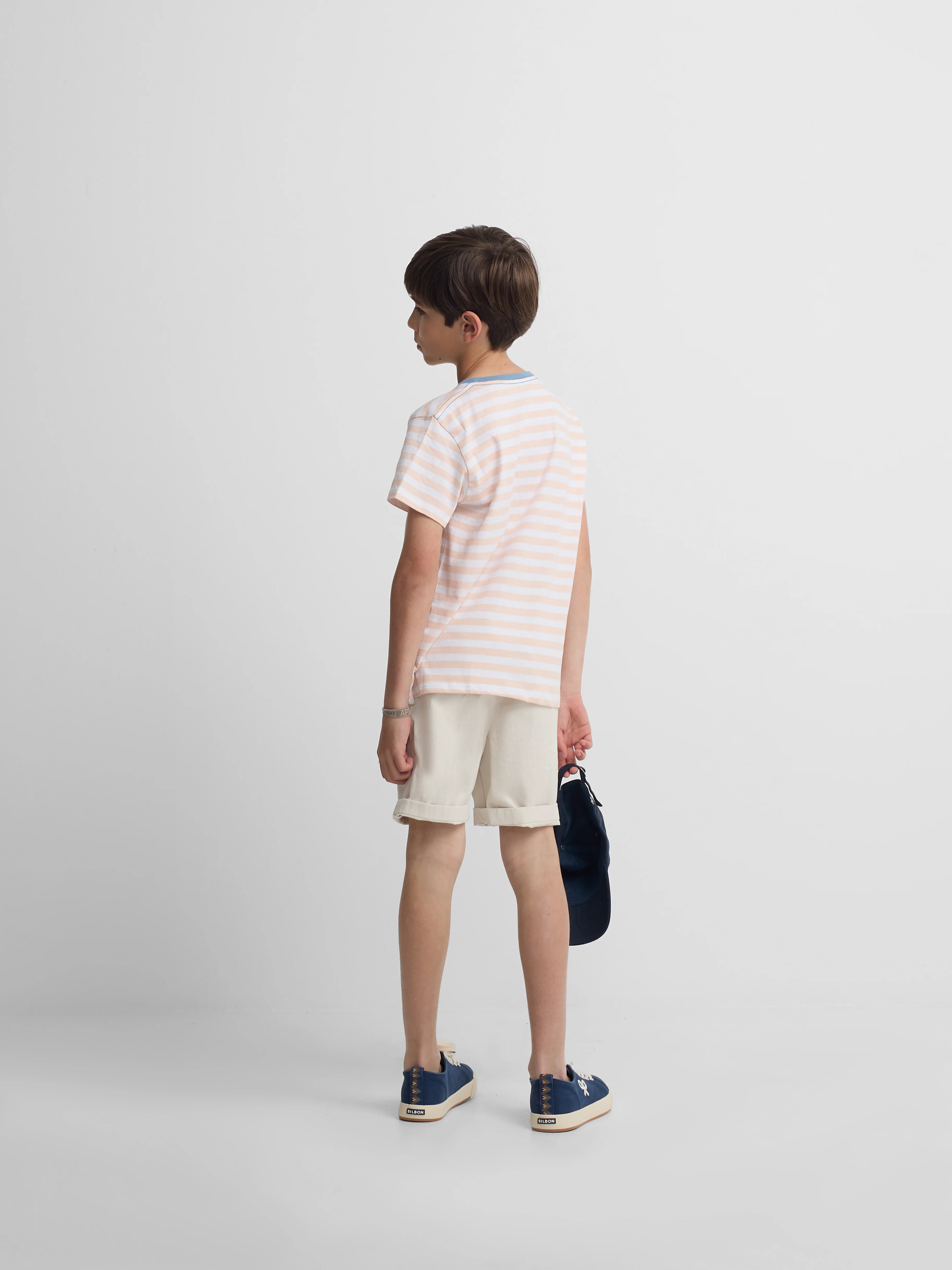 Camiseta kids ribete rayas finas coral - Image 6