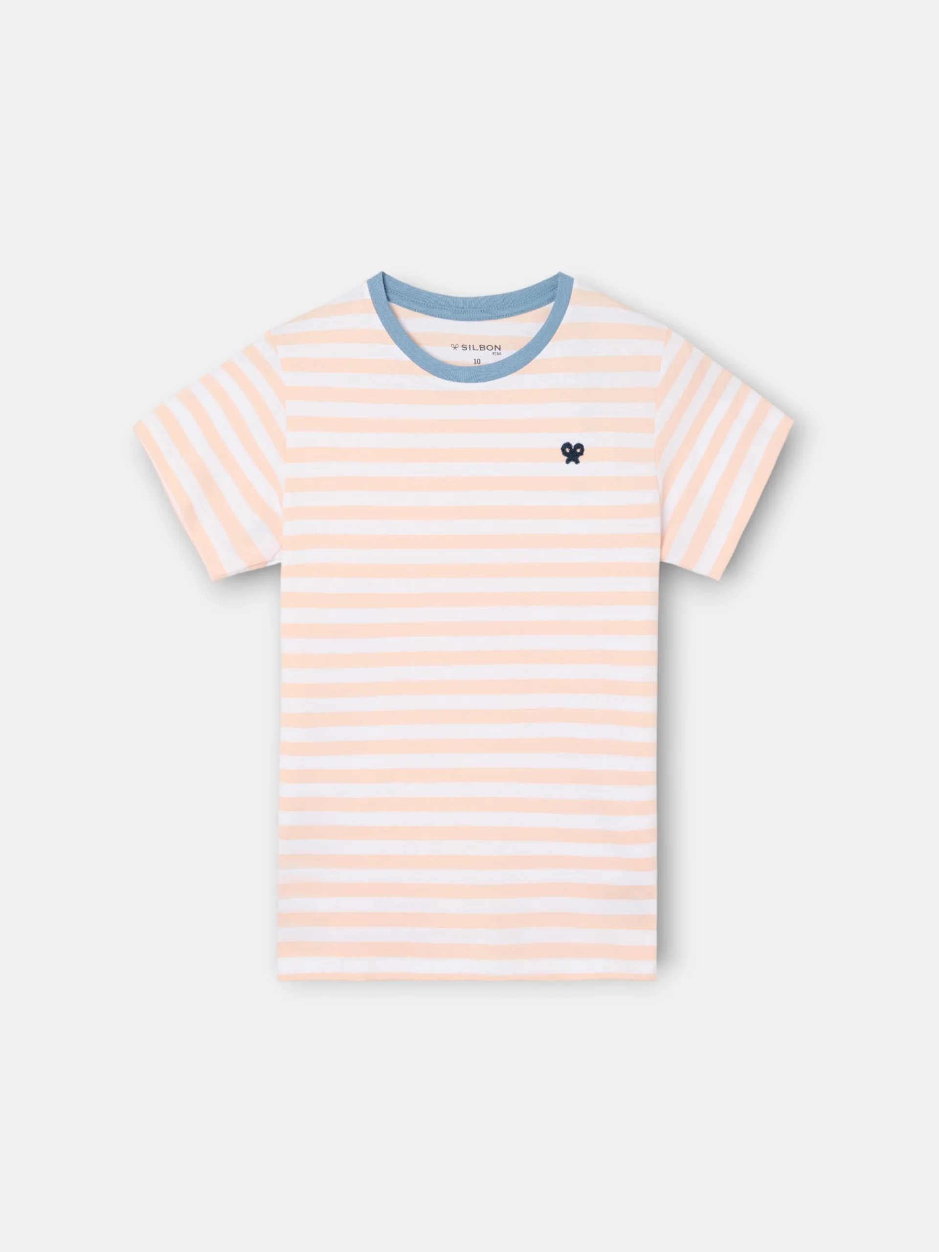 Camiseta kids ribete rayas finas coral - Image 7