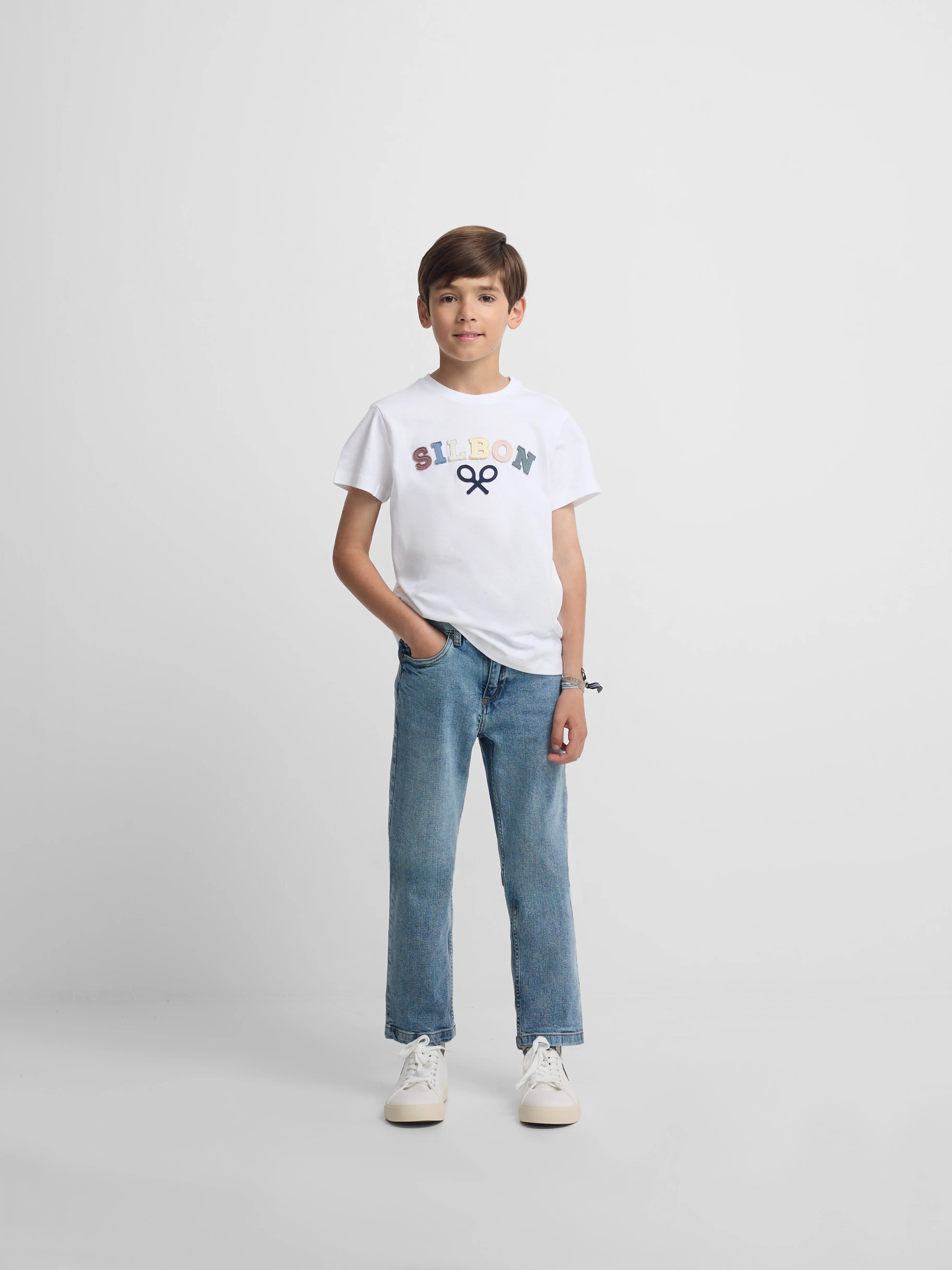 Camiseta kids Silbon raqueta media multicolor blanco - Image 5