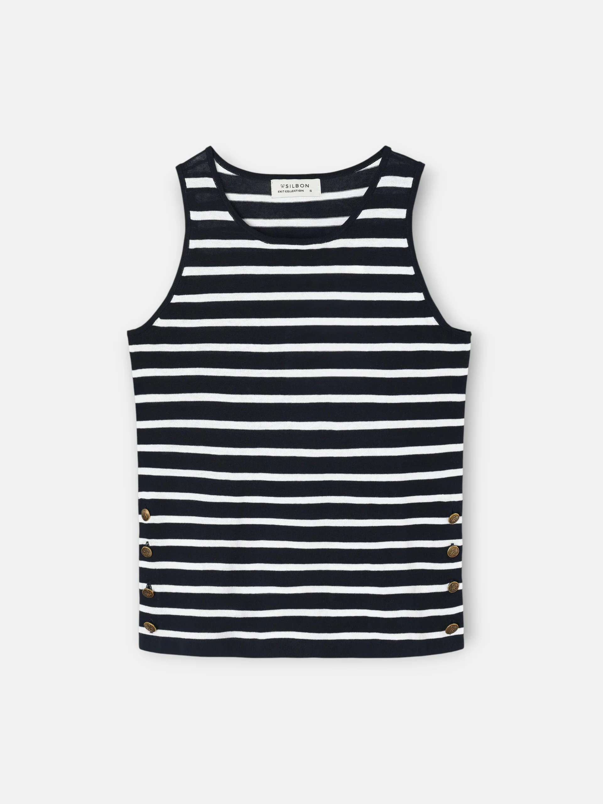 Camiseta punto rayas marino y crudo - Image 7