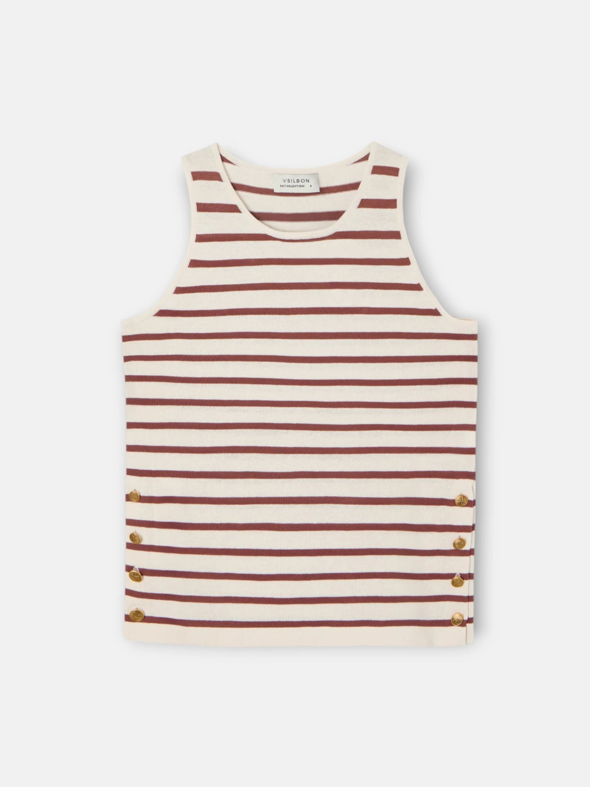 Camiseta punto rayas marrones - Image 6