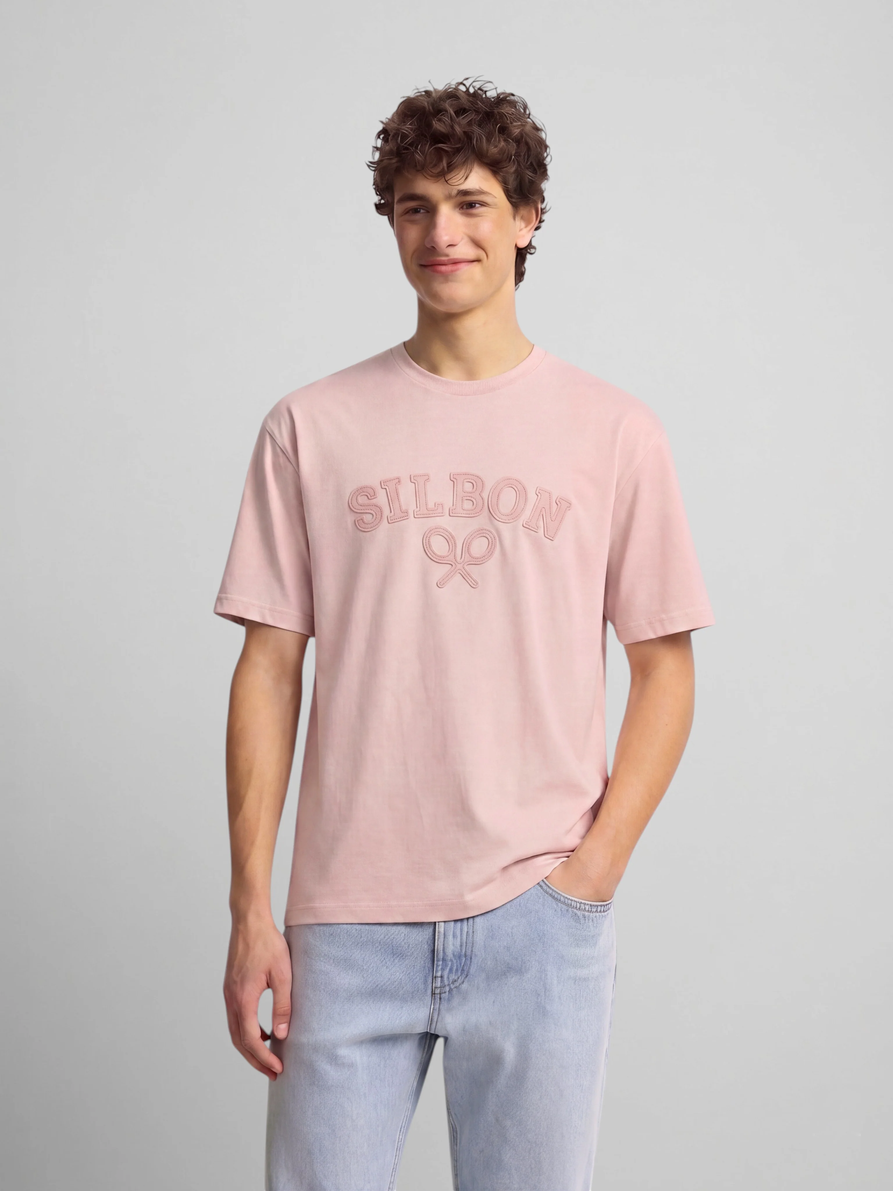 Camiseta raqueta media rosa