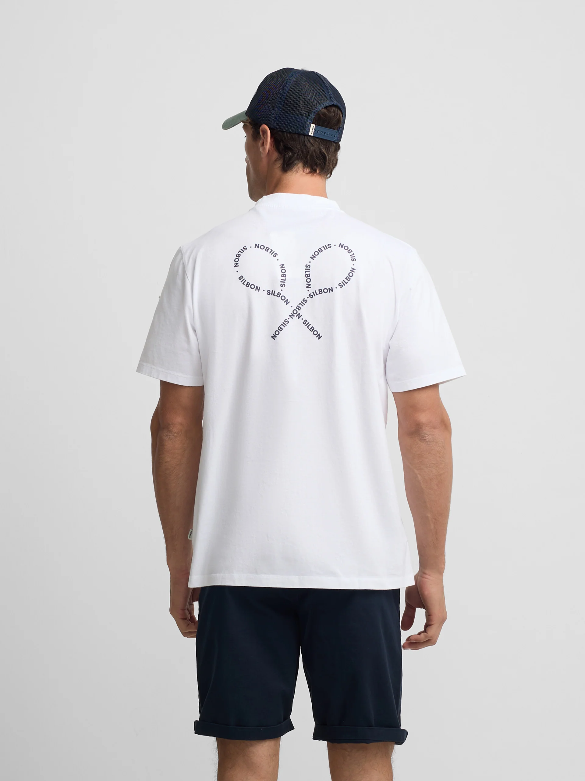 Camiseta raquetas lettering blanca