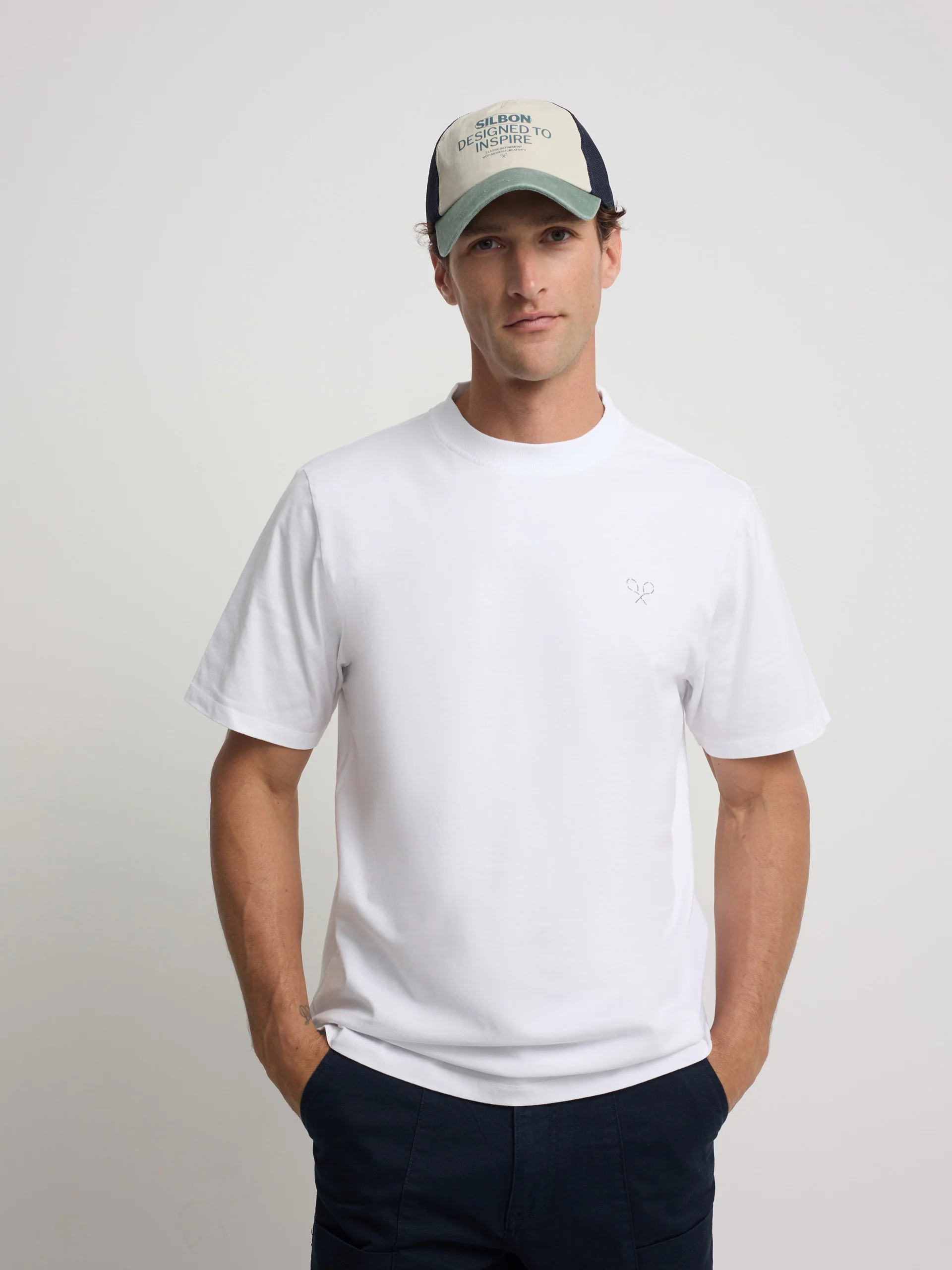 Camiseta raquetas lettering blanca - Image 3