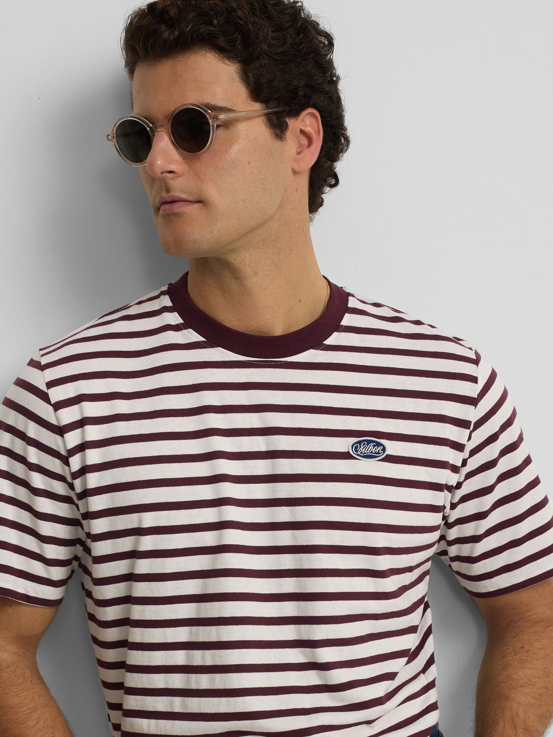Camiseta rustica rayas burdeos