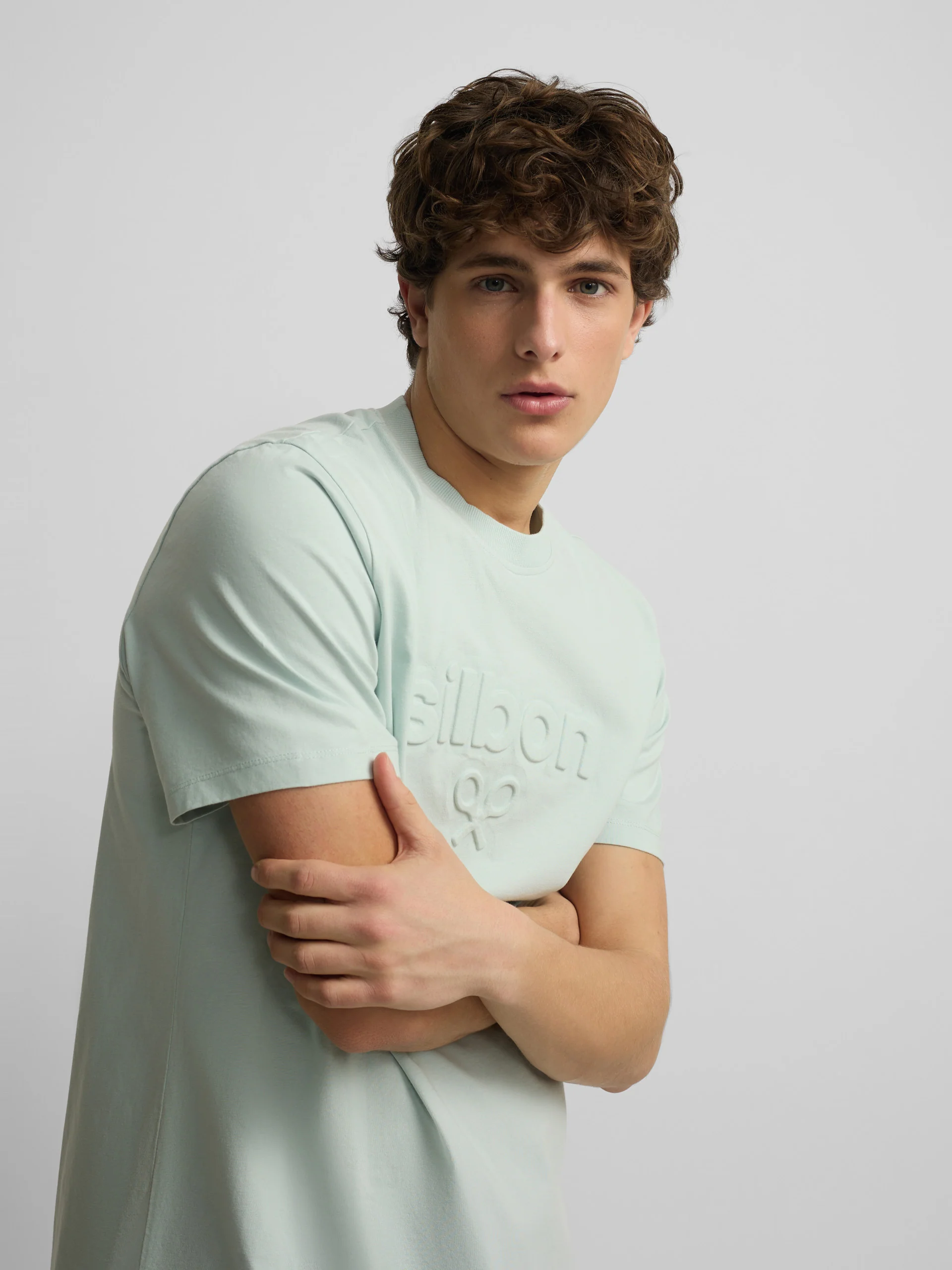 Camiseta Silbon relieve tono aguamarina
