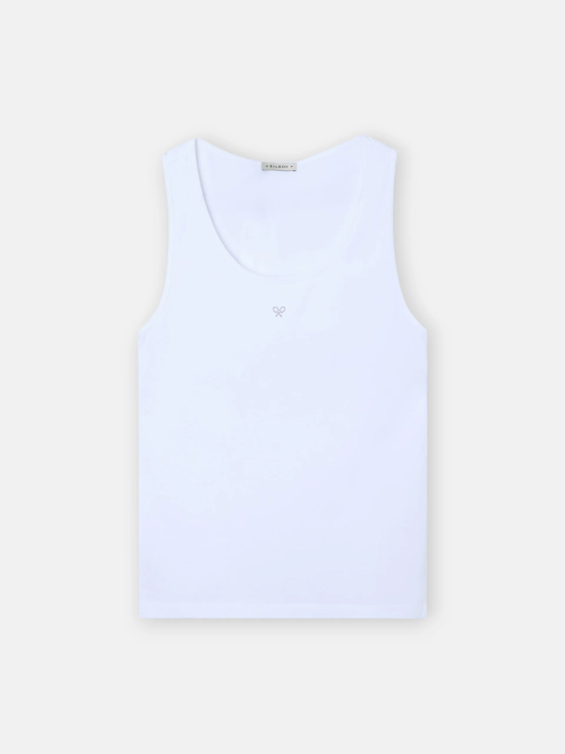 Camiseta tank woman blanca aplicacion cristal - Image 6