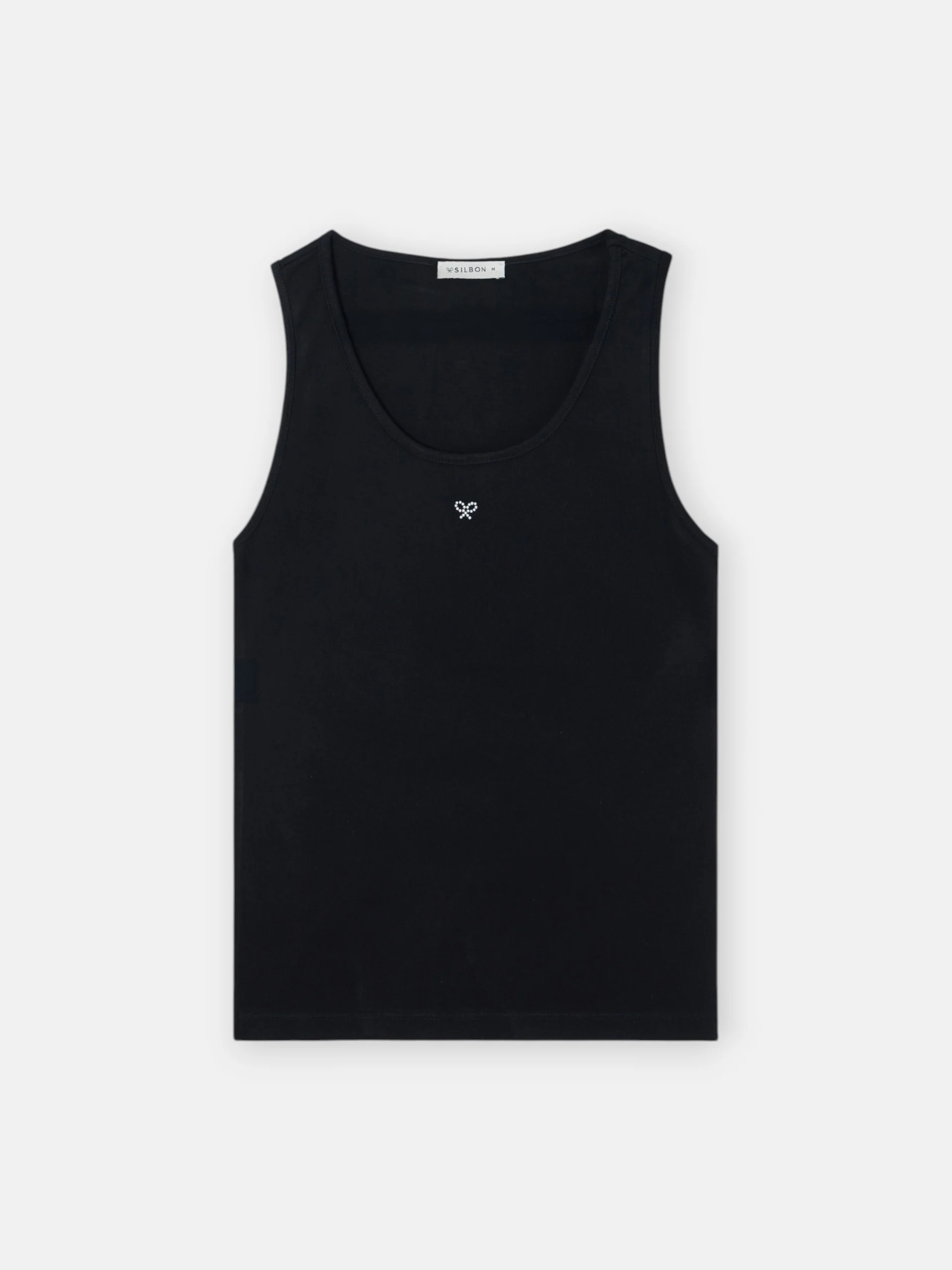 Camiseta tank woman negra aplicacion perla - Image 6