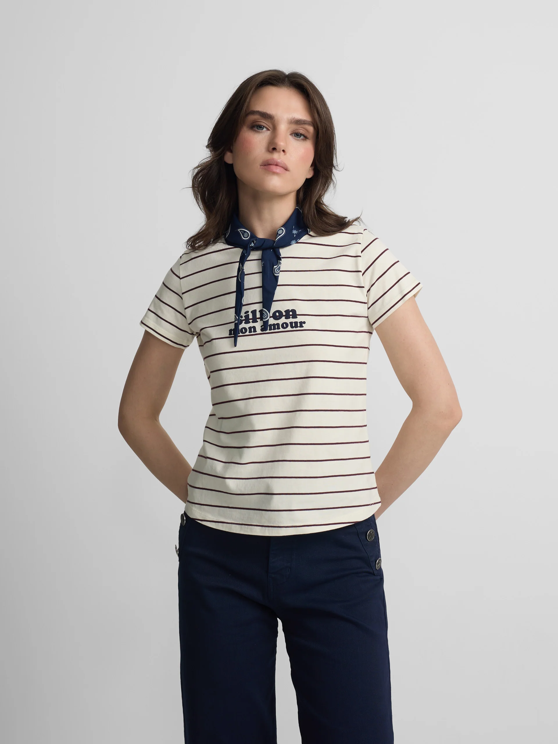 Camiseta woman aplique silbon bandana morada - Image 4