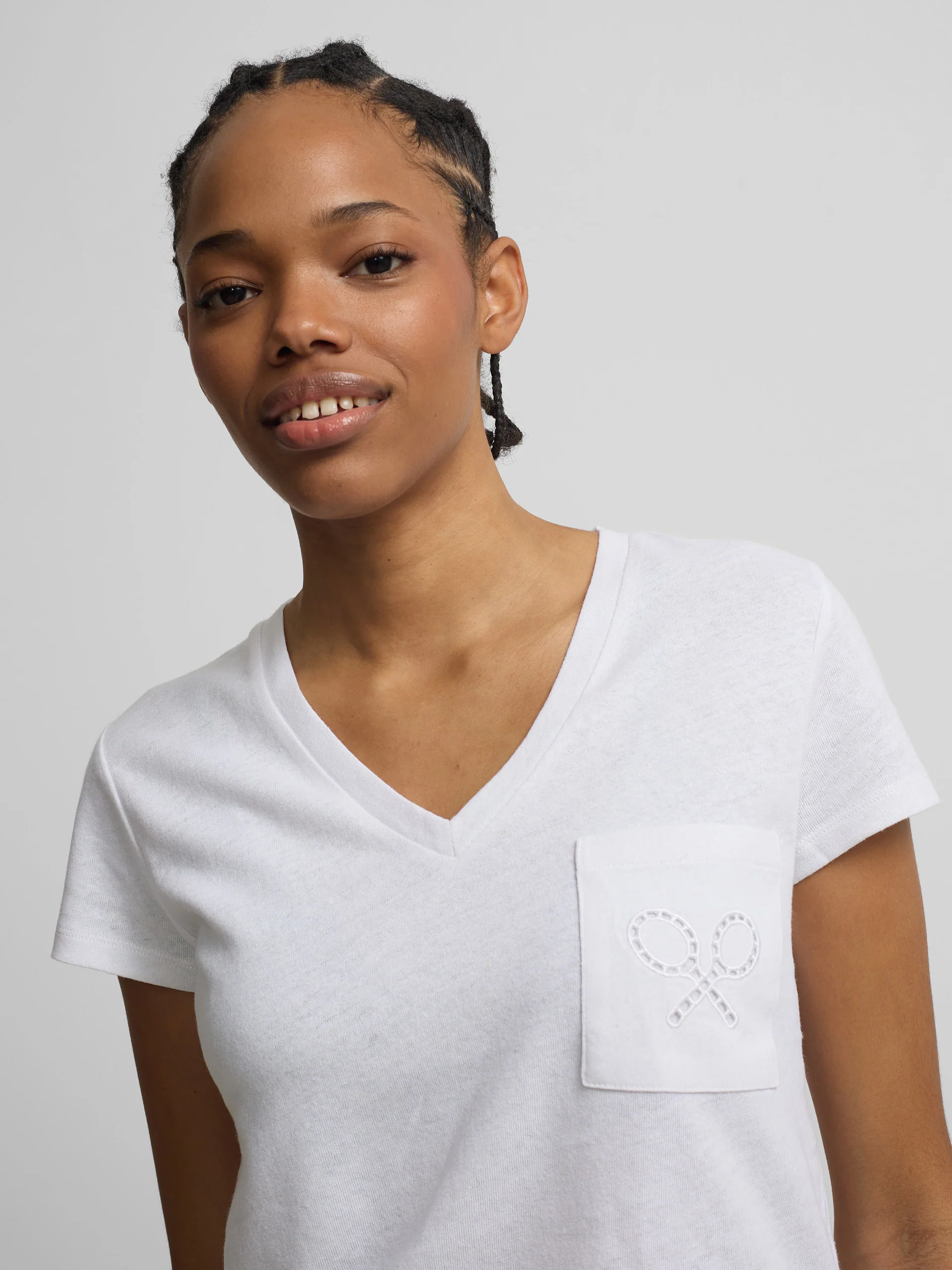 Camiseta woman bolsillo raqueta blanca - Image 3