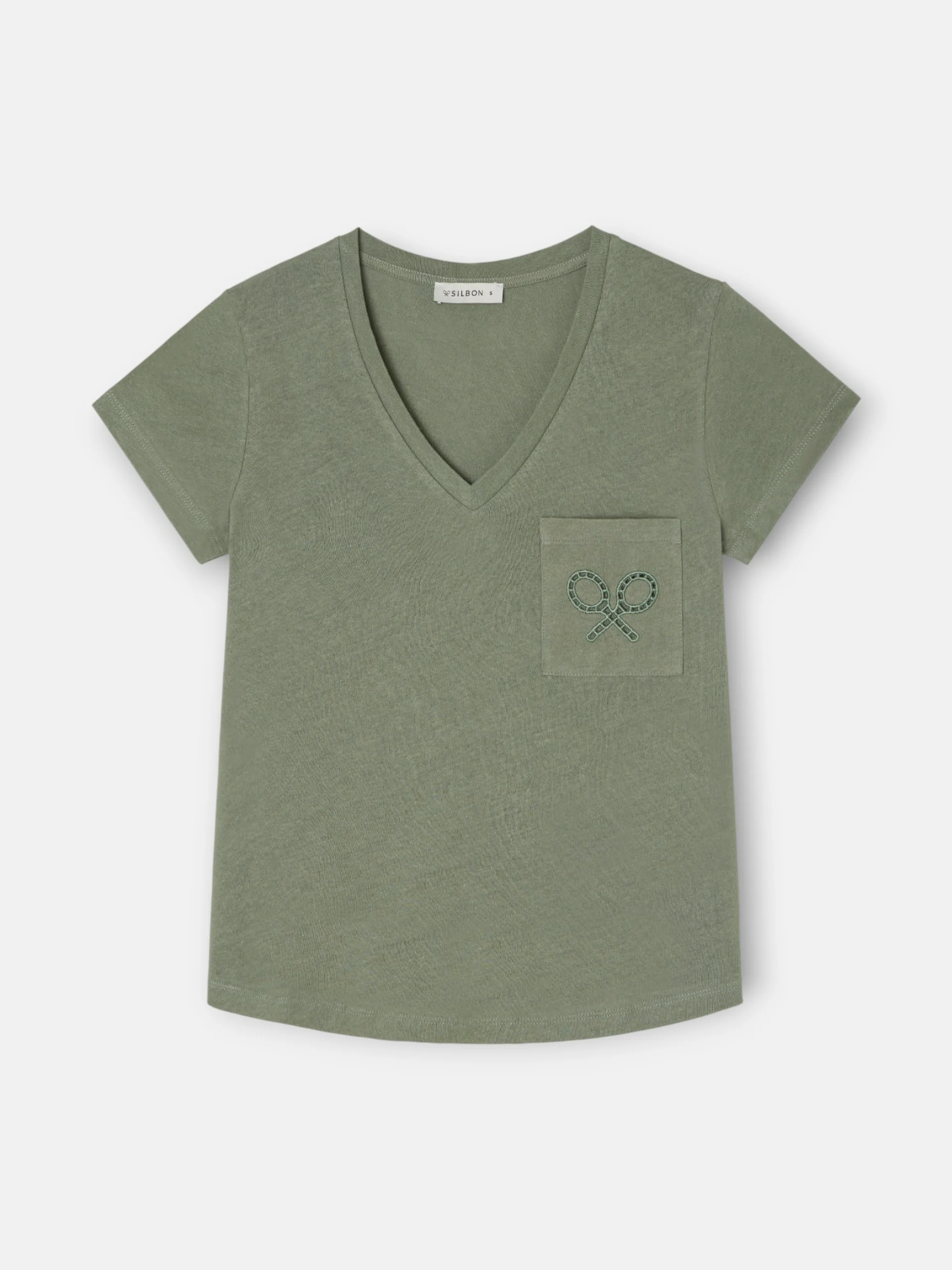 Camiseta woman bolsillo raqueta verde - Image 5