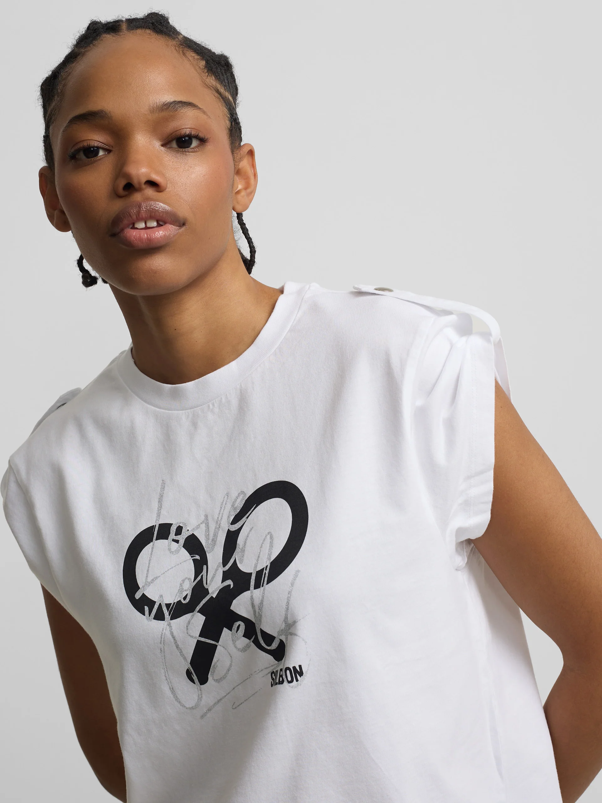 Camiseta woman manga roll out blanca - Image 3