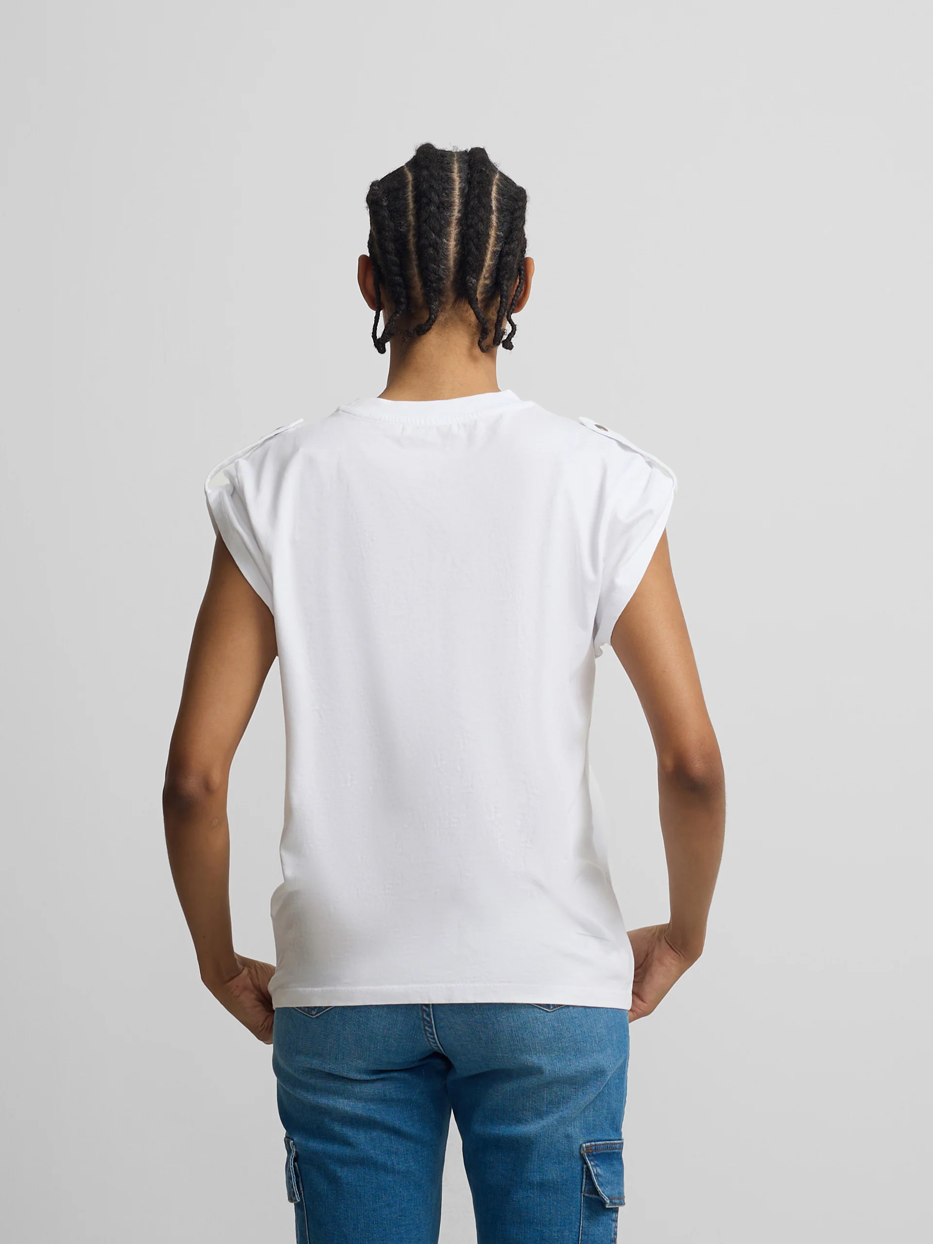 Camiseta woman manga roll out blanca - Image 4