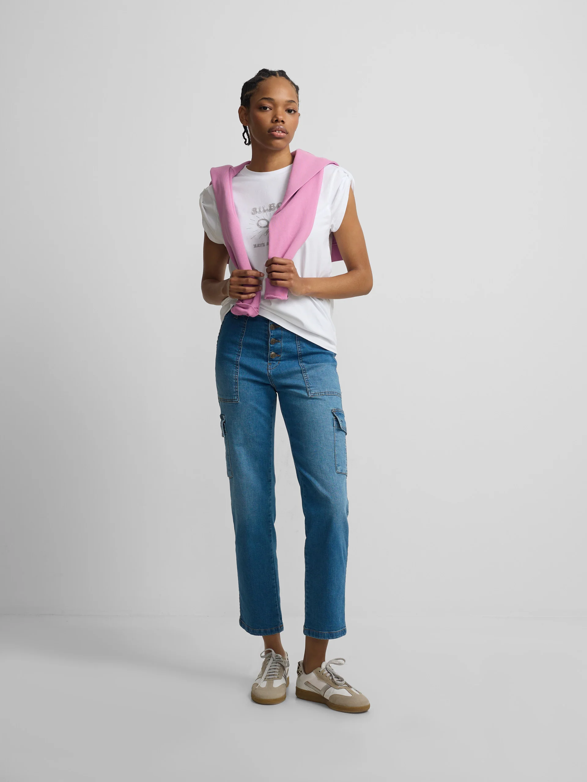 Camiseta woman roll out have a nice day blanca - Image 3