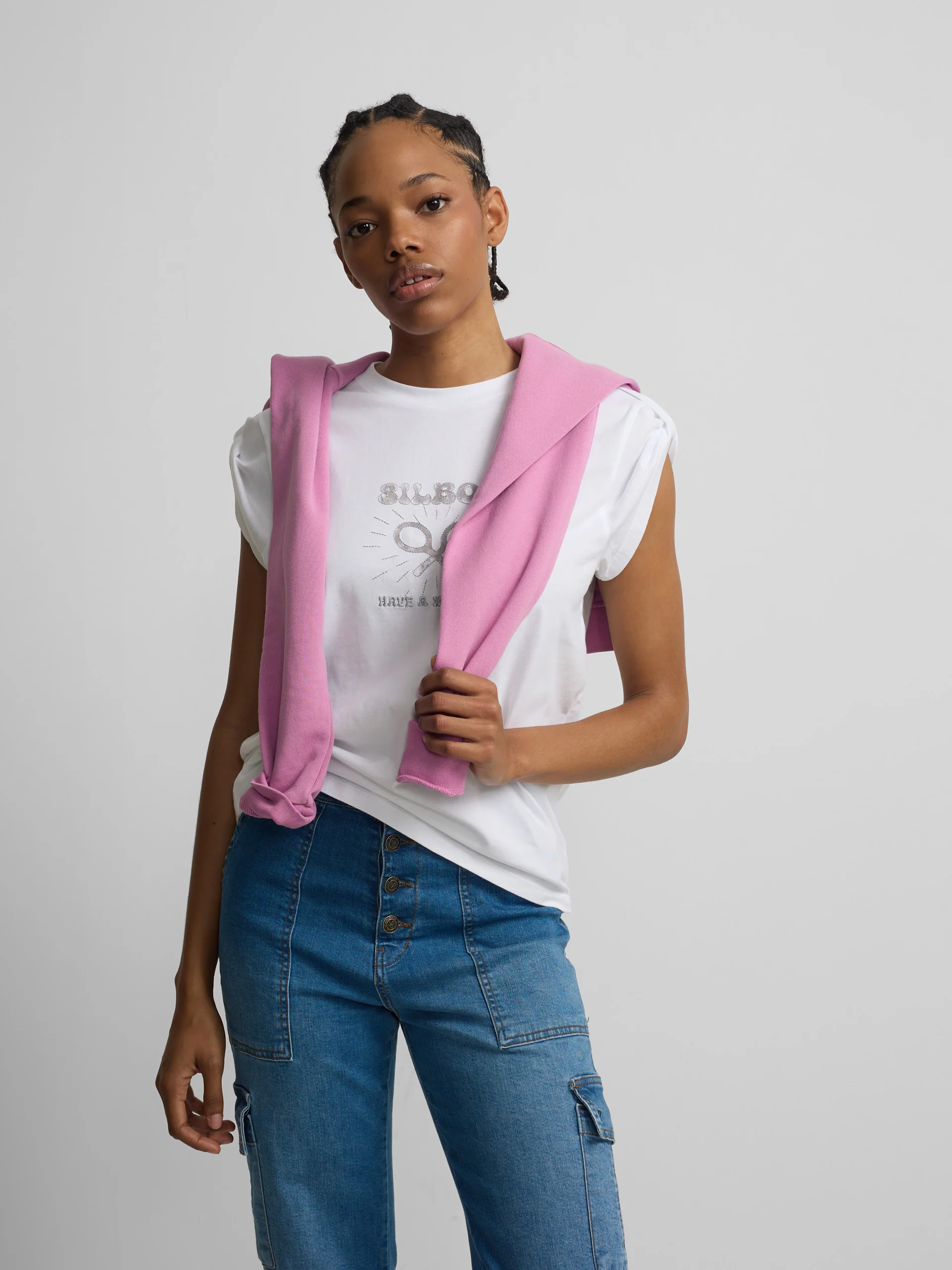 Camiseta woman roll out have a nice day blanca - Image 4