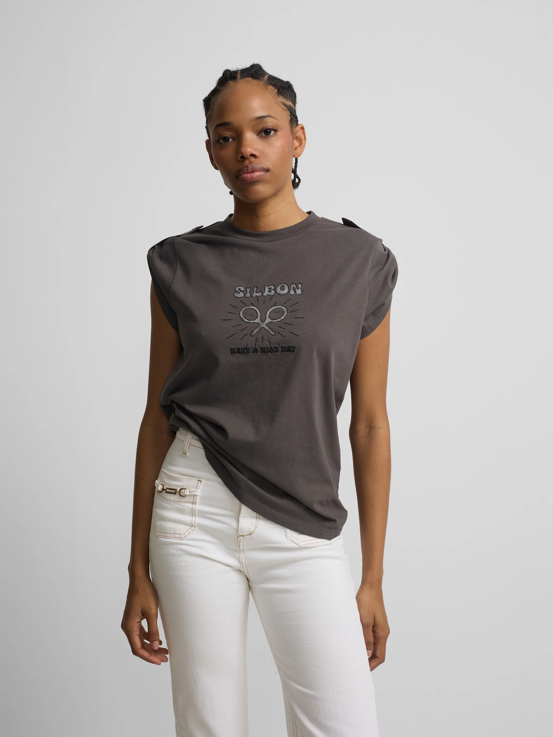 Camiseta woman roll out have a nice day negra