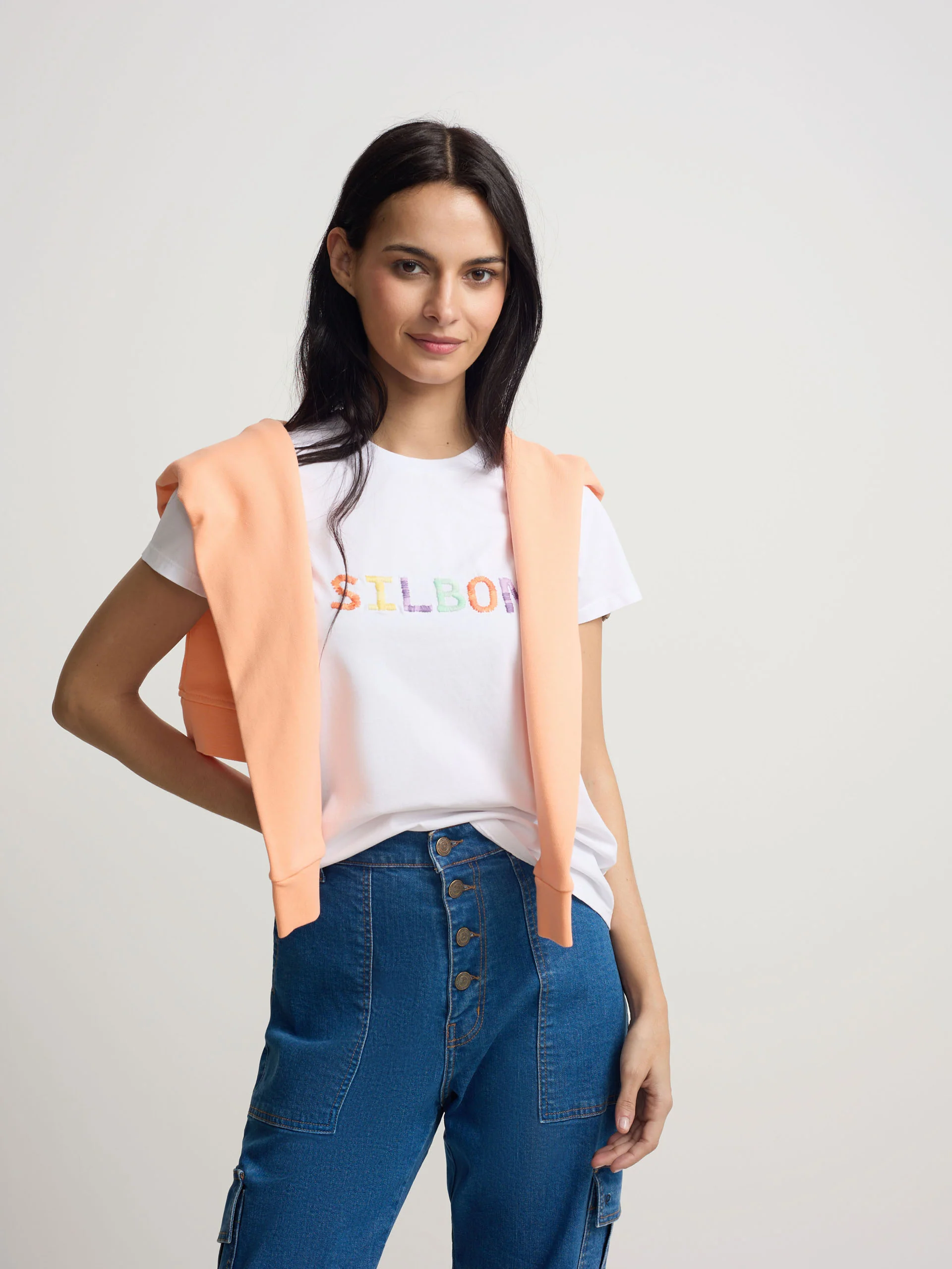 Camiseta woman silbon garabateado blanca