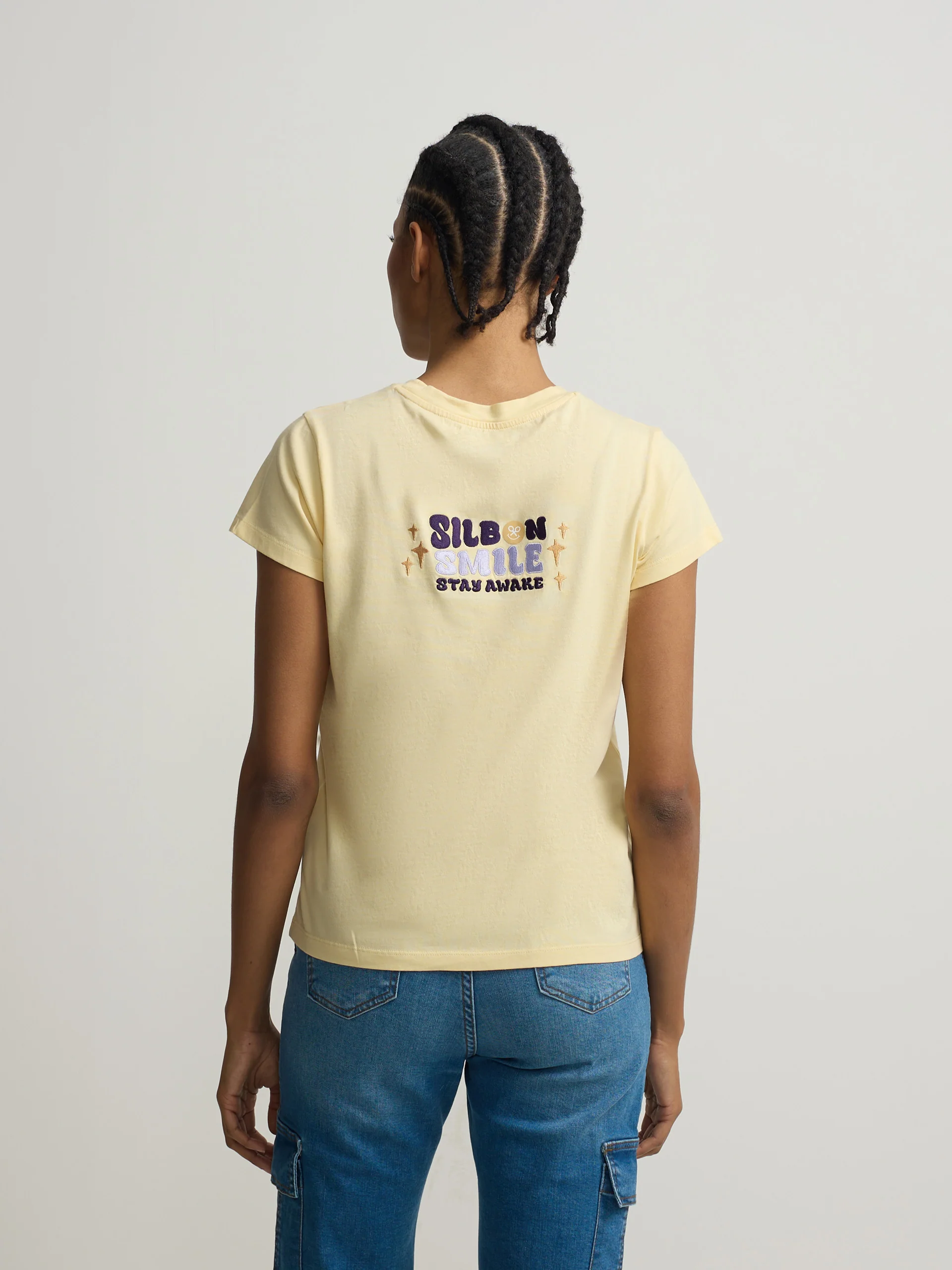 Camiseta woman silbon smile amarilla