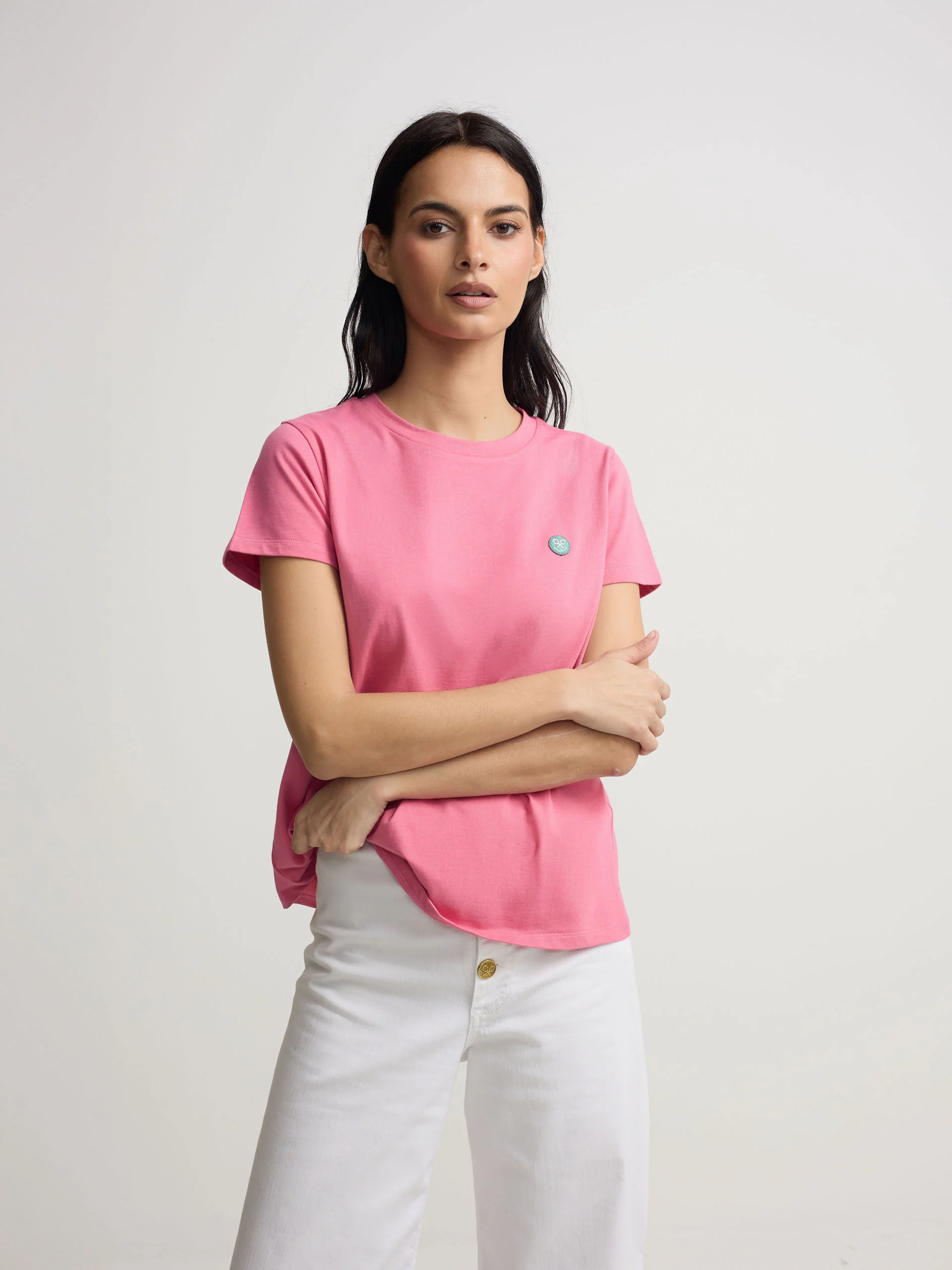 Camiseta woman silbon smile rosa