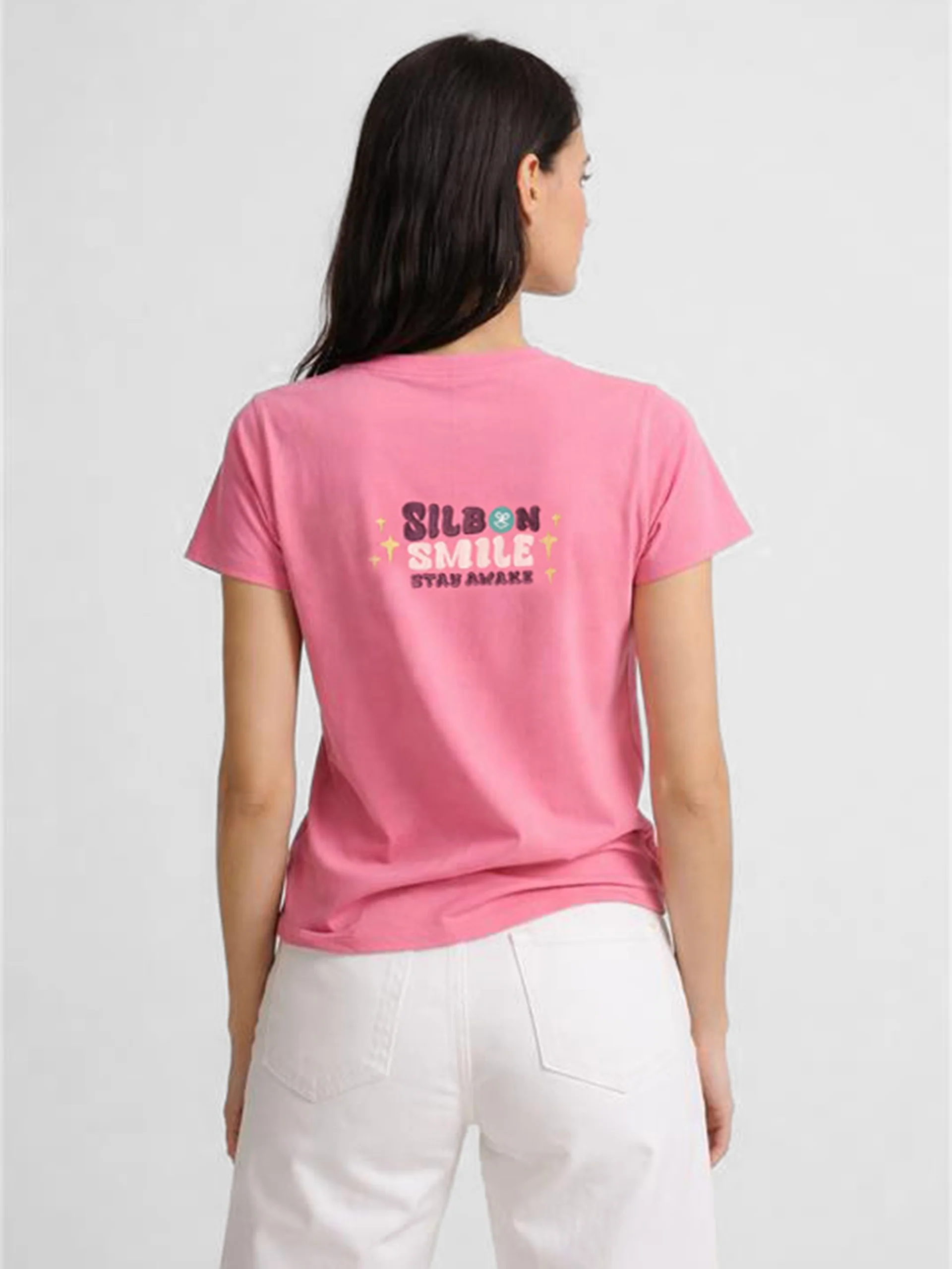 Camiseta woman silbon smile rosa - Image 4