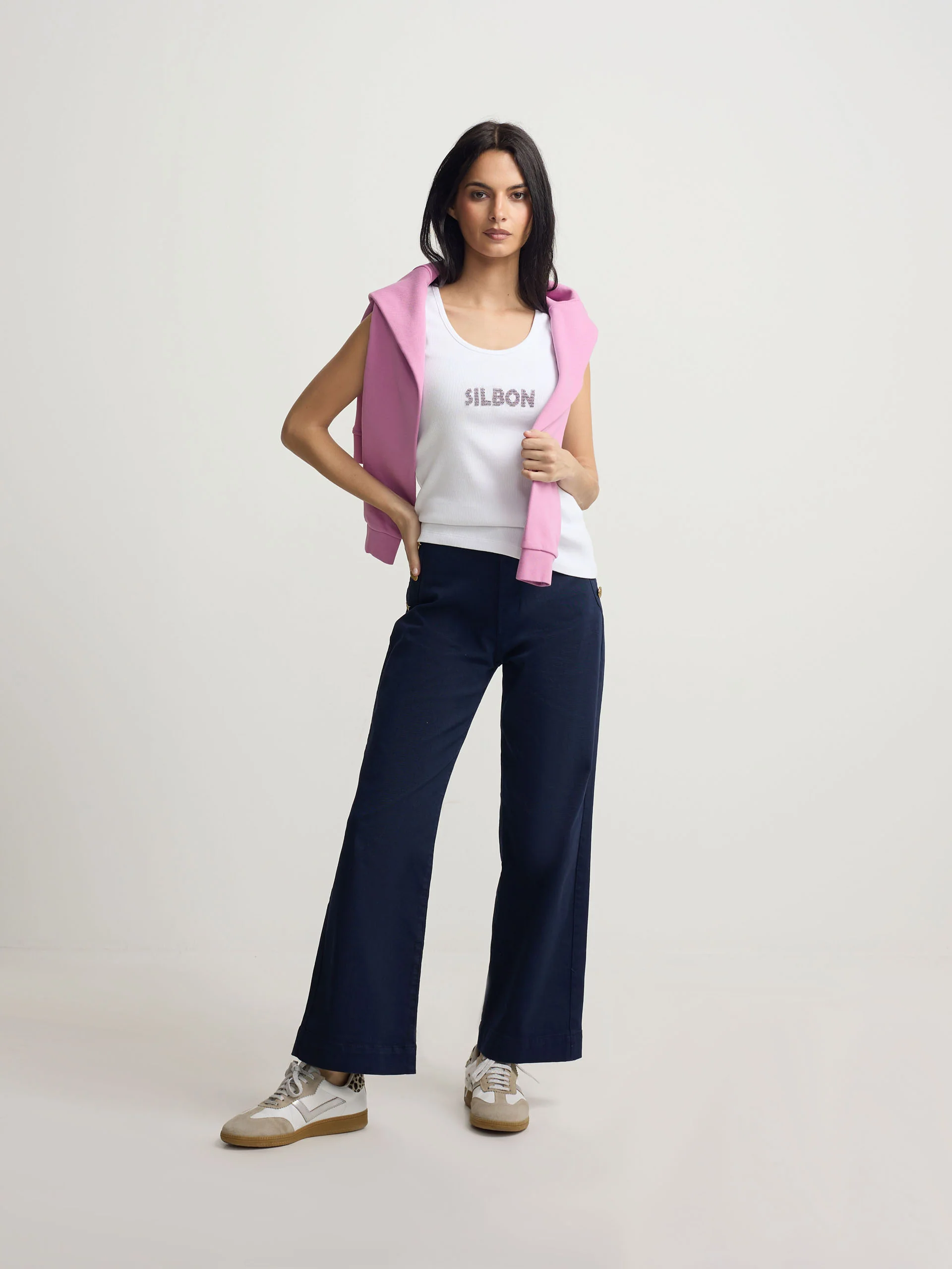 Camiseta woman tank silbon apliques blanca - Image 4