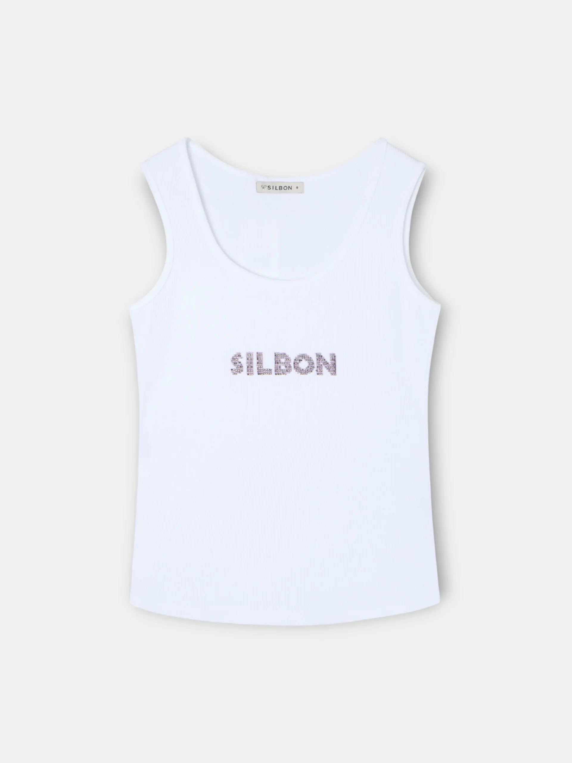 Camiseta woman tank silbon apliques blanca - Image 7