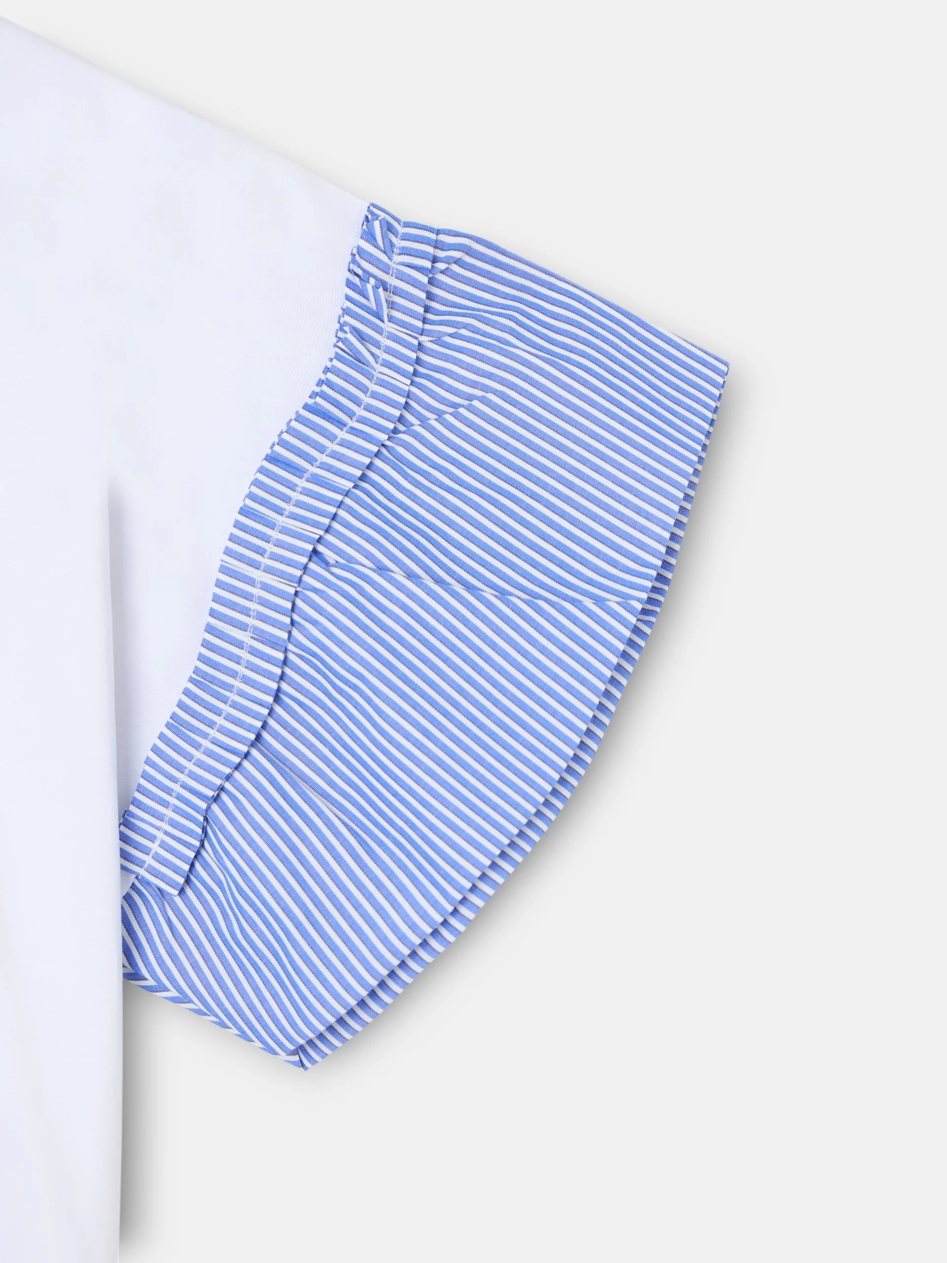 Camiseta woman volantes popelin rayas blanca - Image 2