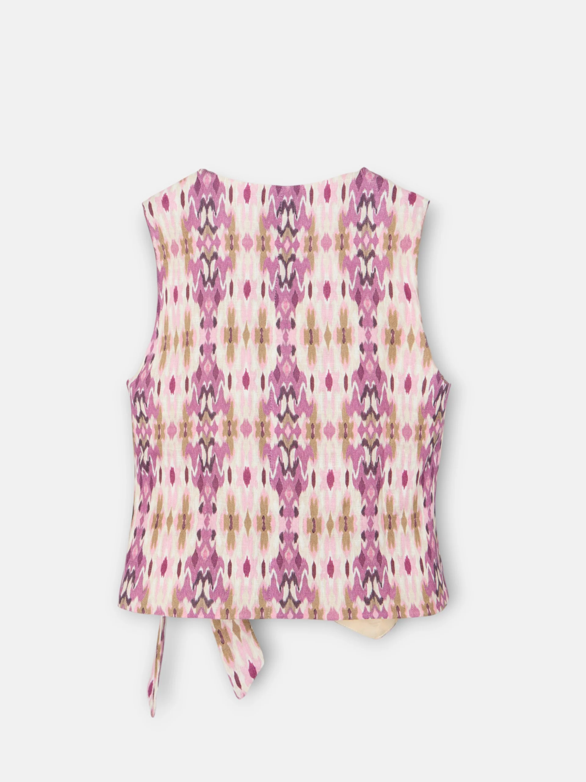 Chaleco girl lino estampado ikat rosas - Image 9