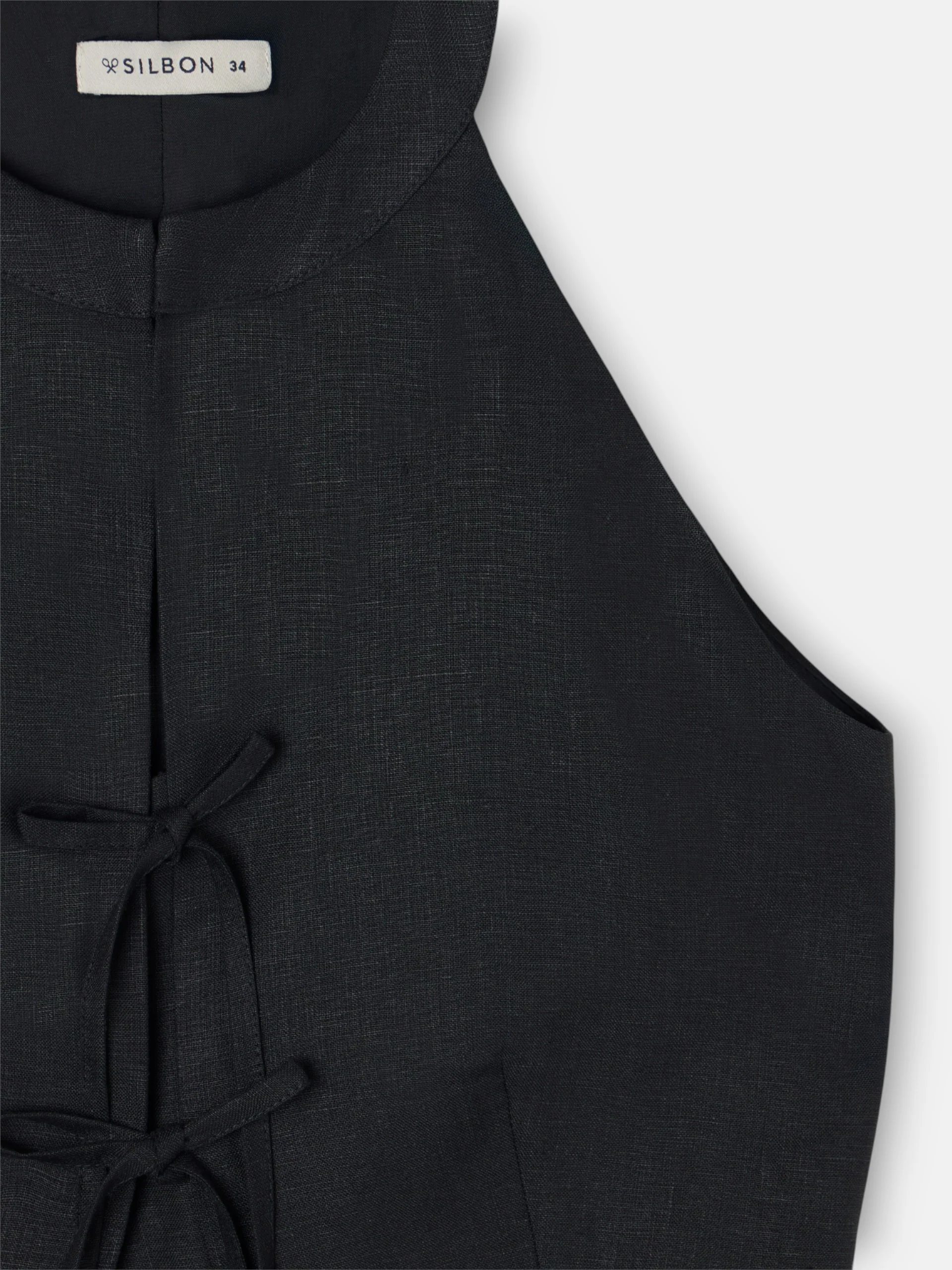 Chaleco lazos lino negro - Image 10