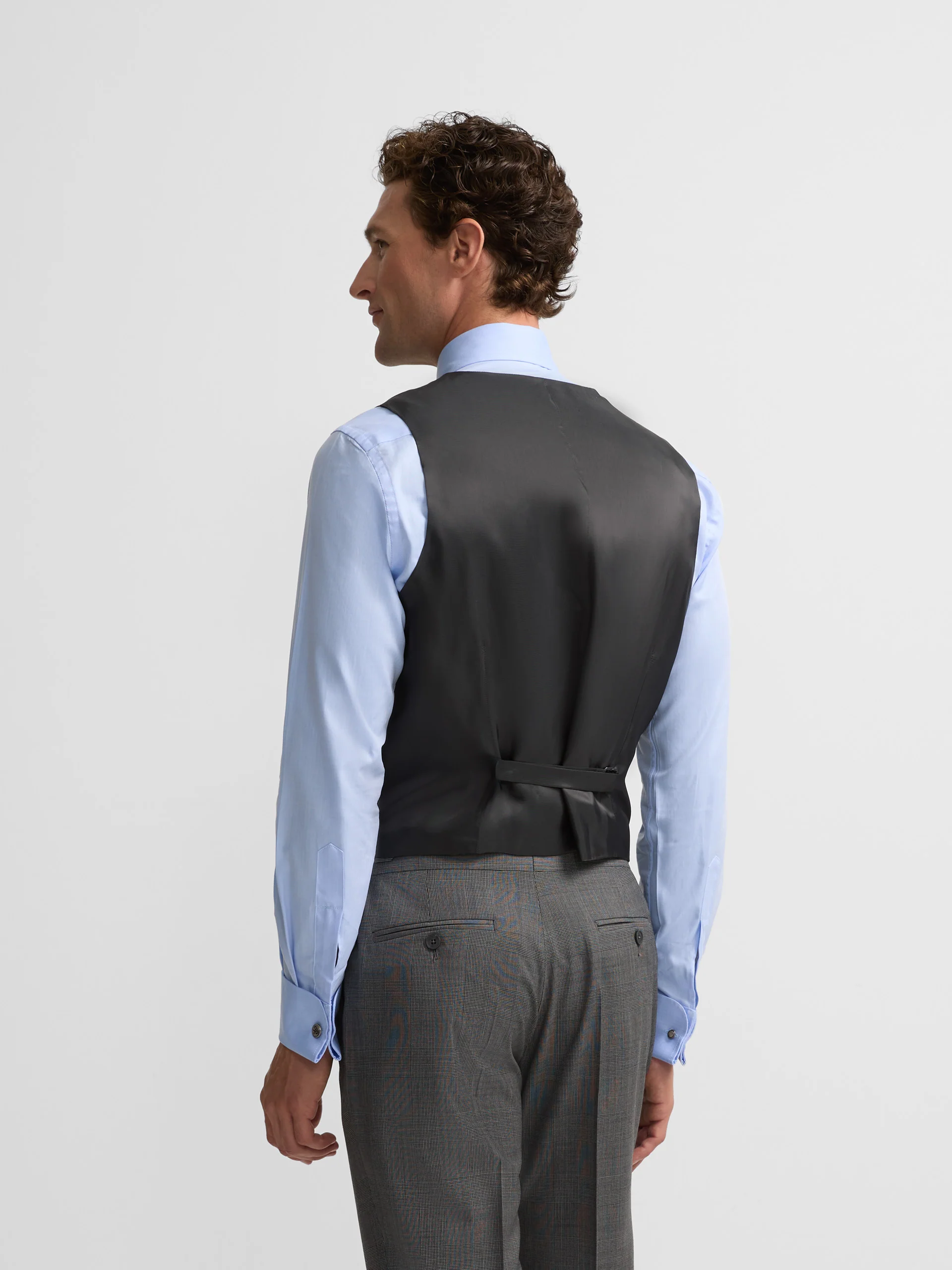 Chaleco recto traje principe de gales gris - Image 5