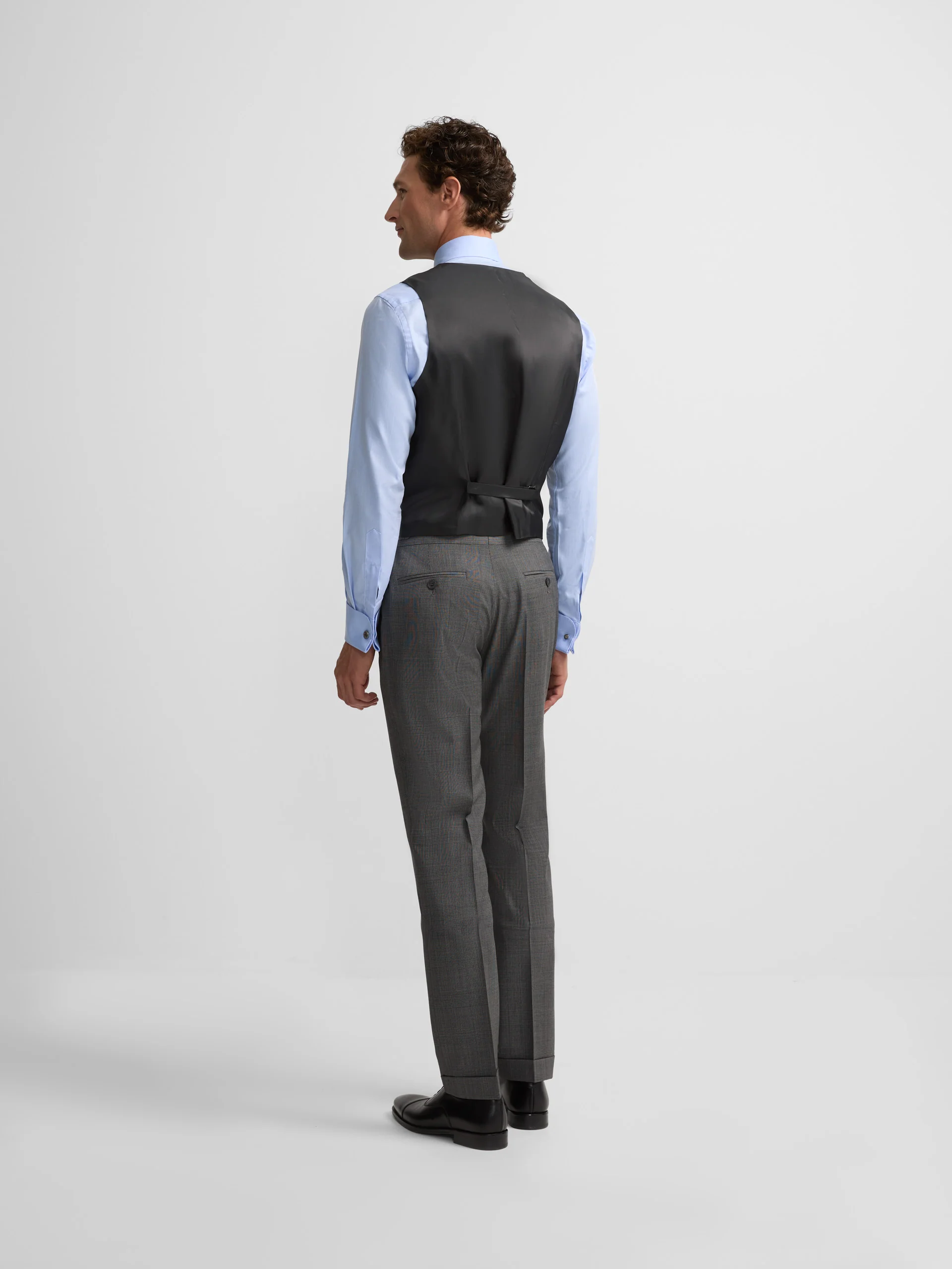 Chaleco recto traje principe de gales gris - Image 6