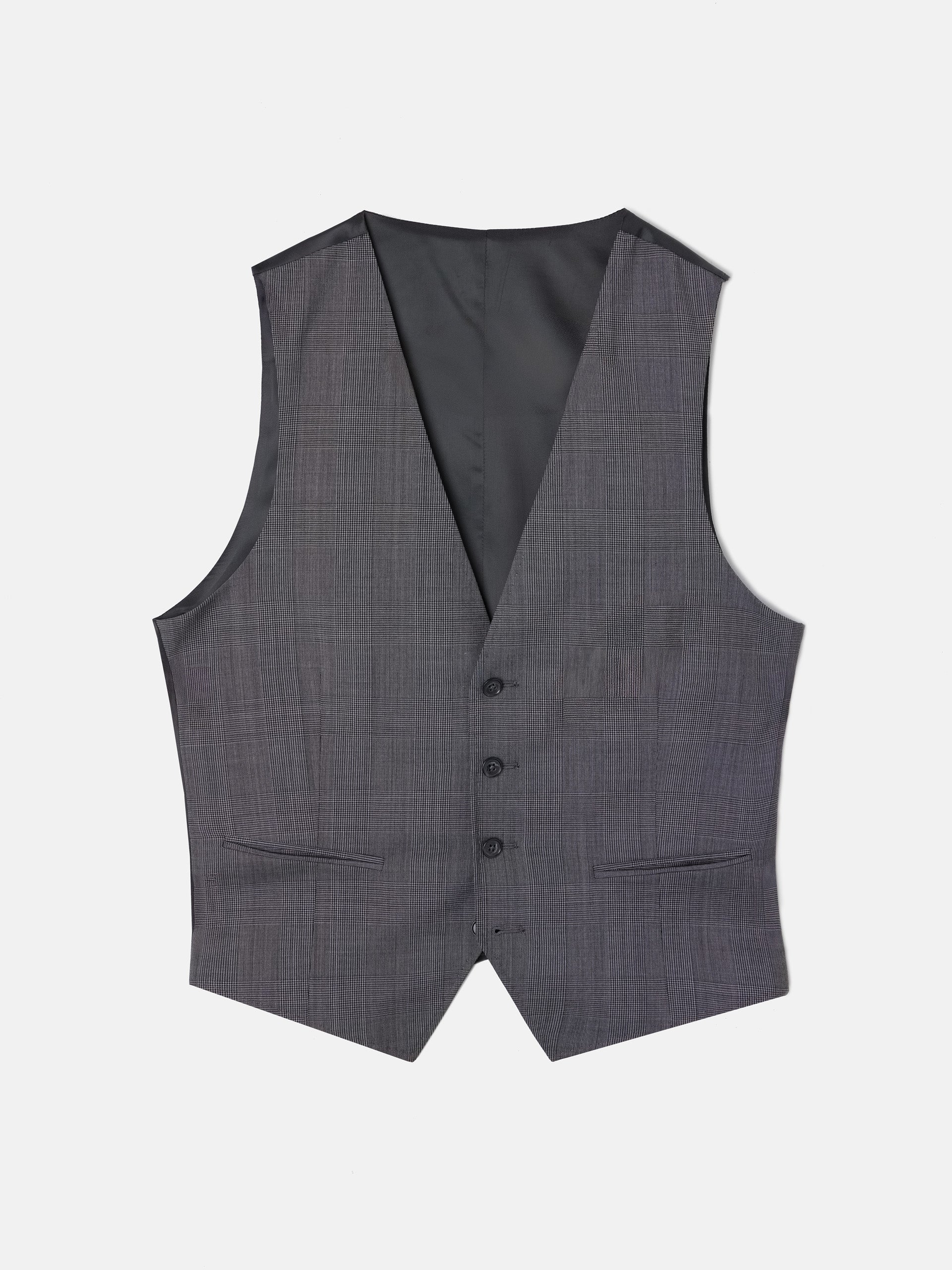 Chaleco recto traje principe de gales gris - Image 7