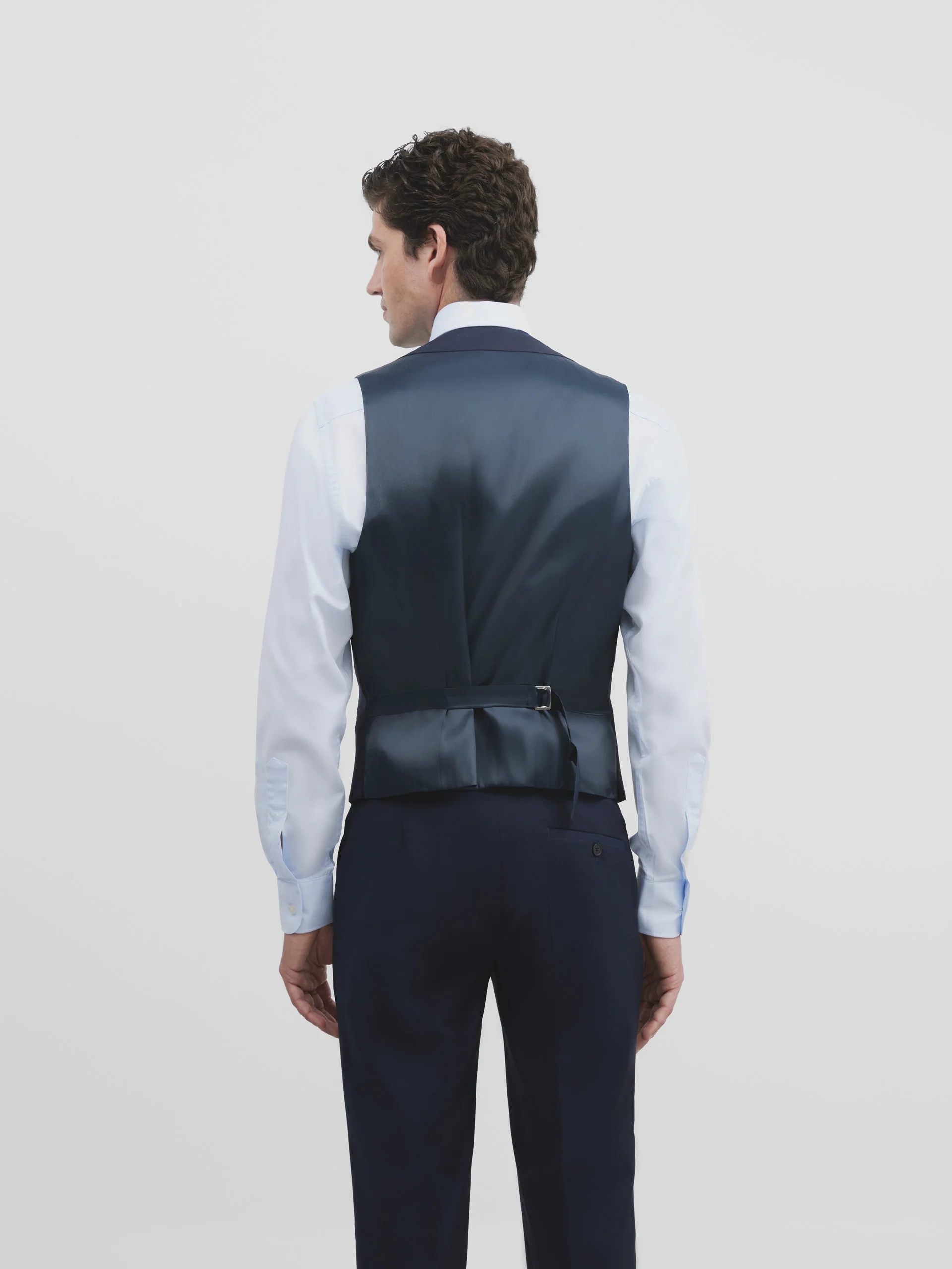 Chaleco vestir stretch cuello redondo azul claro - Image 4