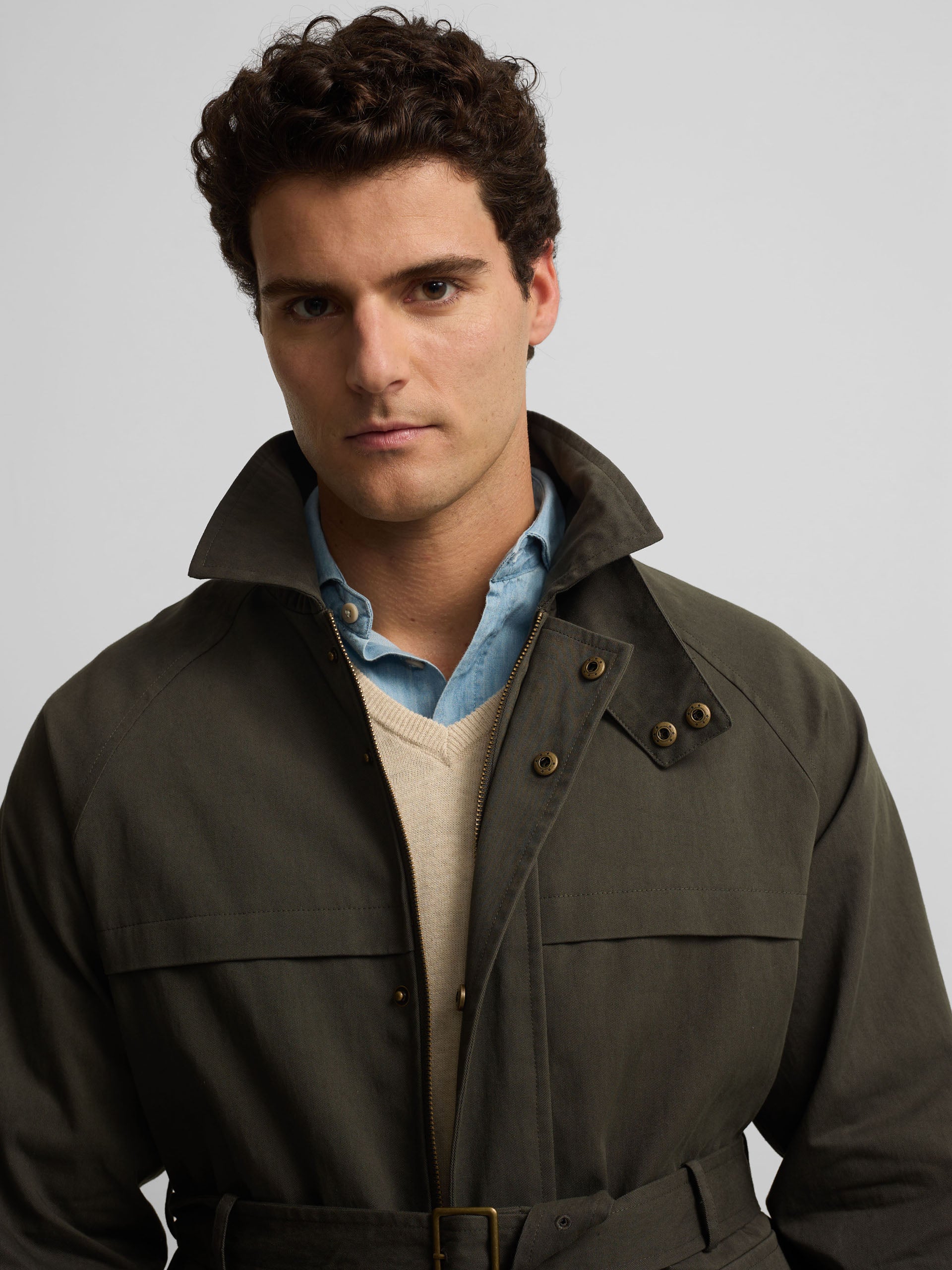 Chaqueta casual cinturon verde - Image 3