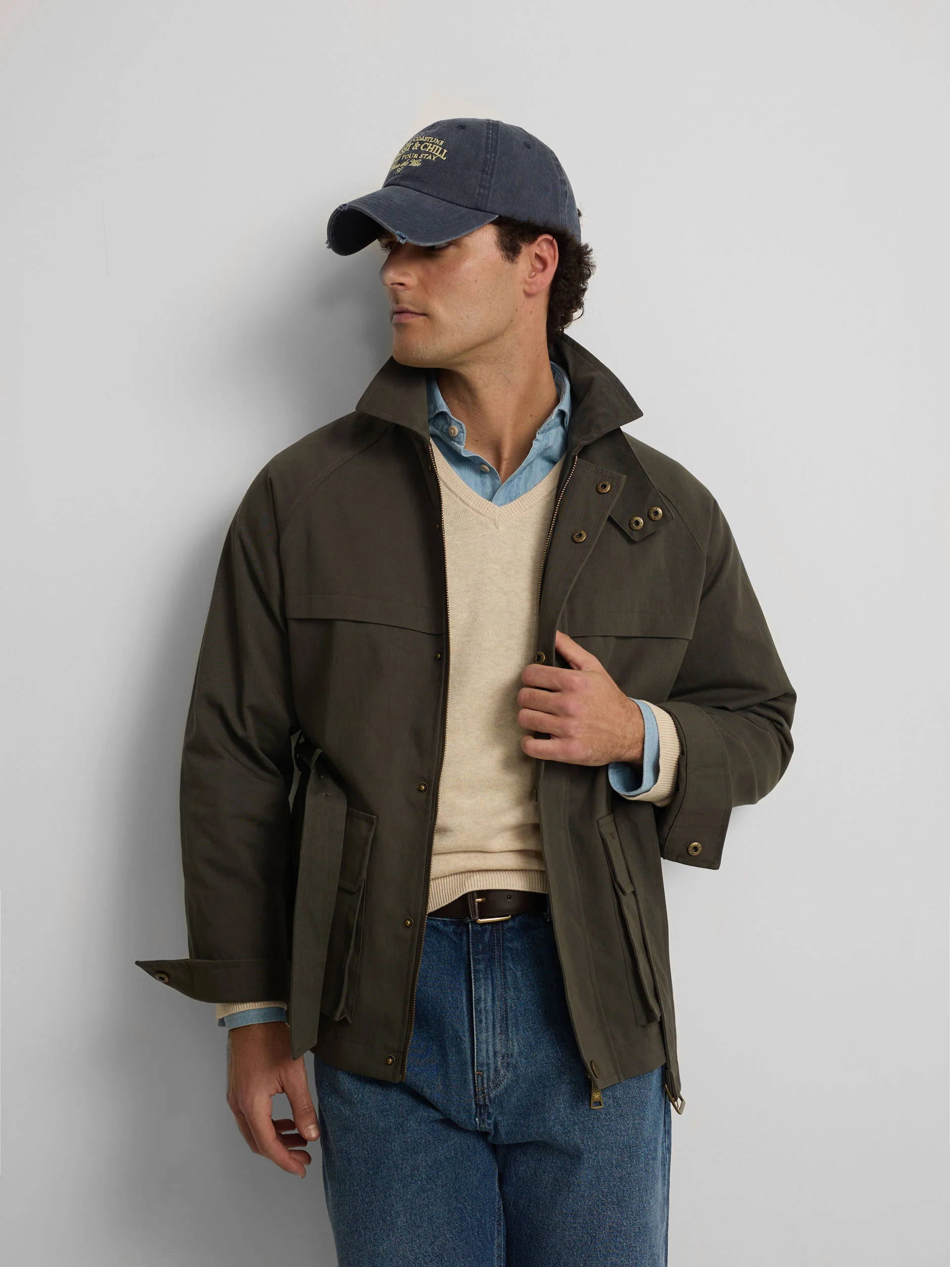 Chaqueta casual cinturon verde - Image 4