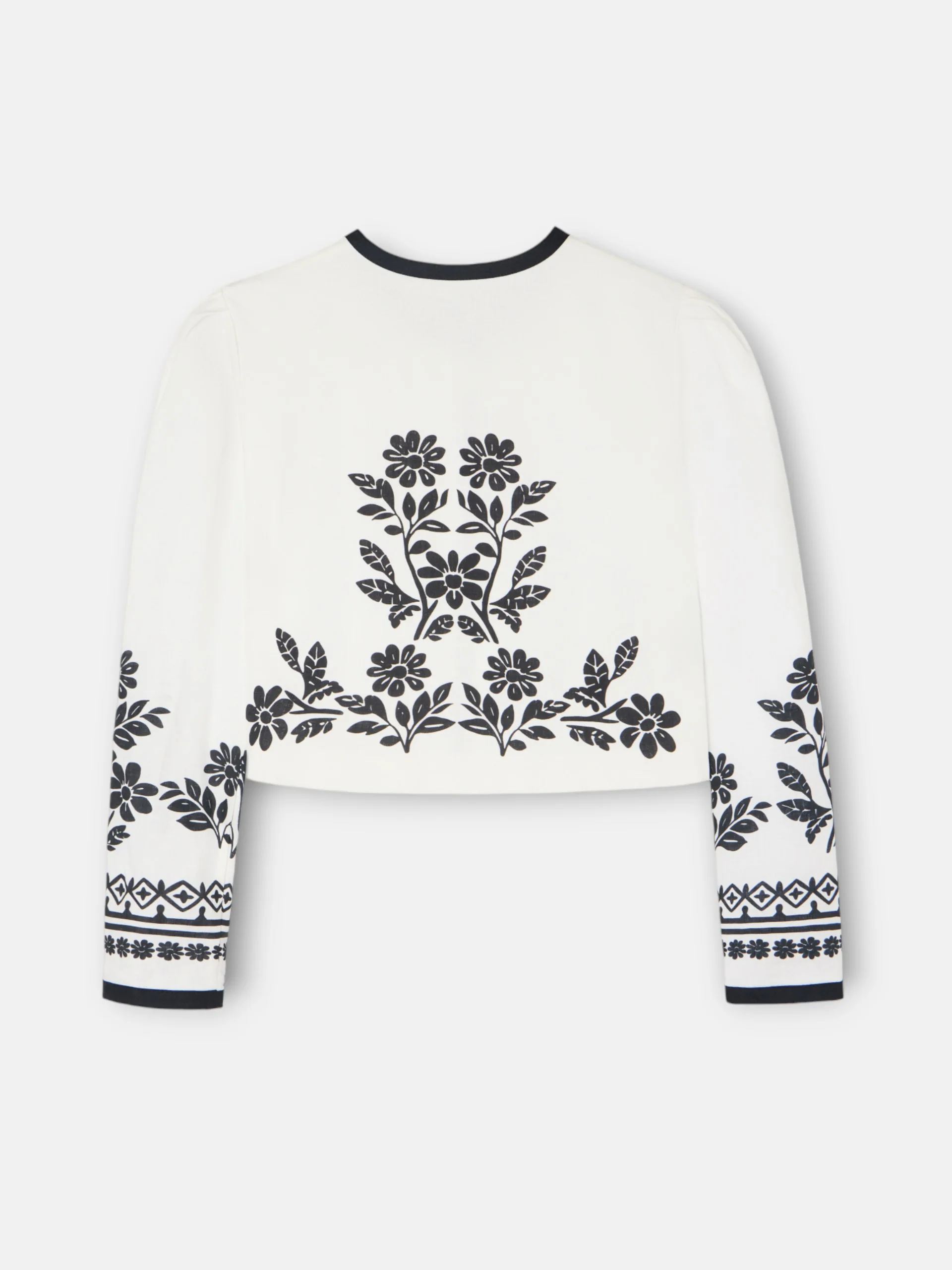 Chaqueta corta lino estampado blanca - Image 9