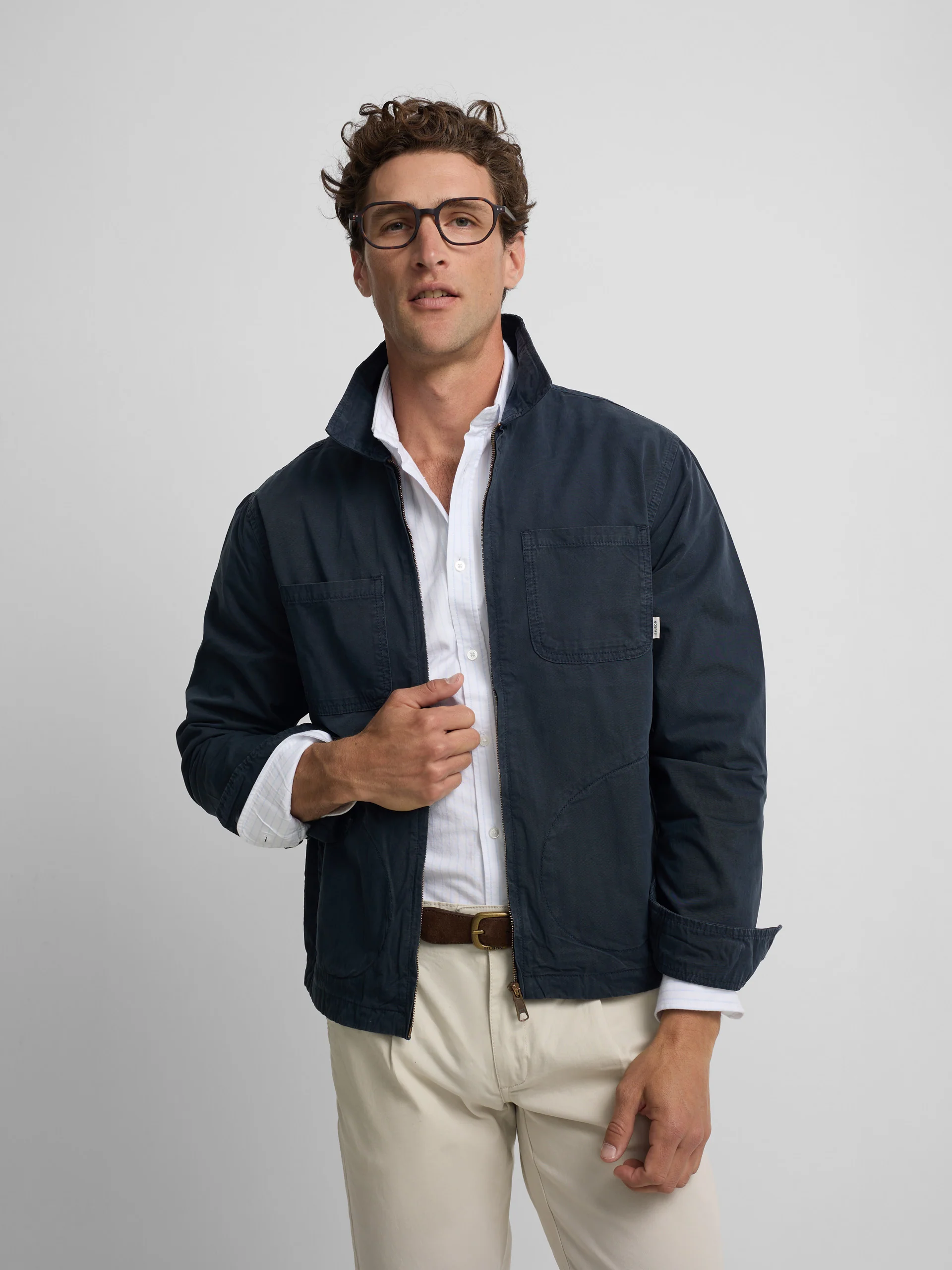 Chaqueta cuello Harrington azul marino - Image 3