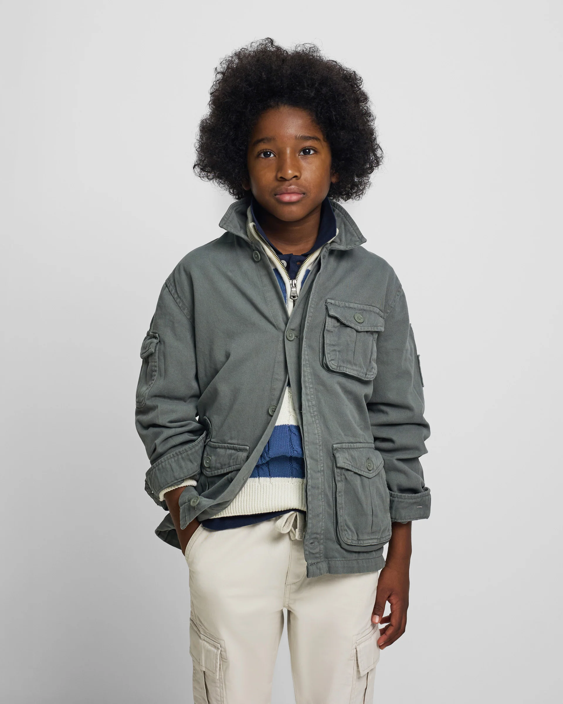 Chaqueta kids bolsillo parches verde - Image 3